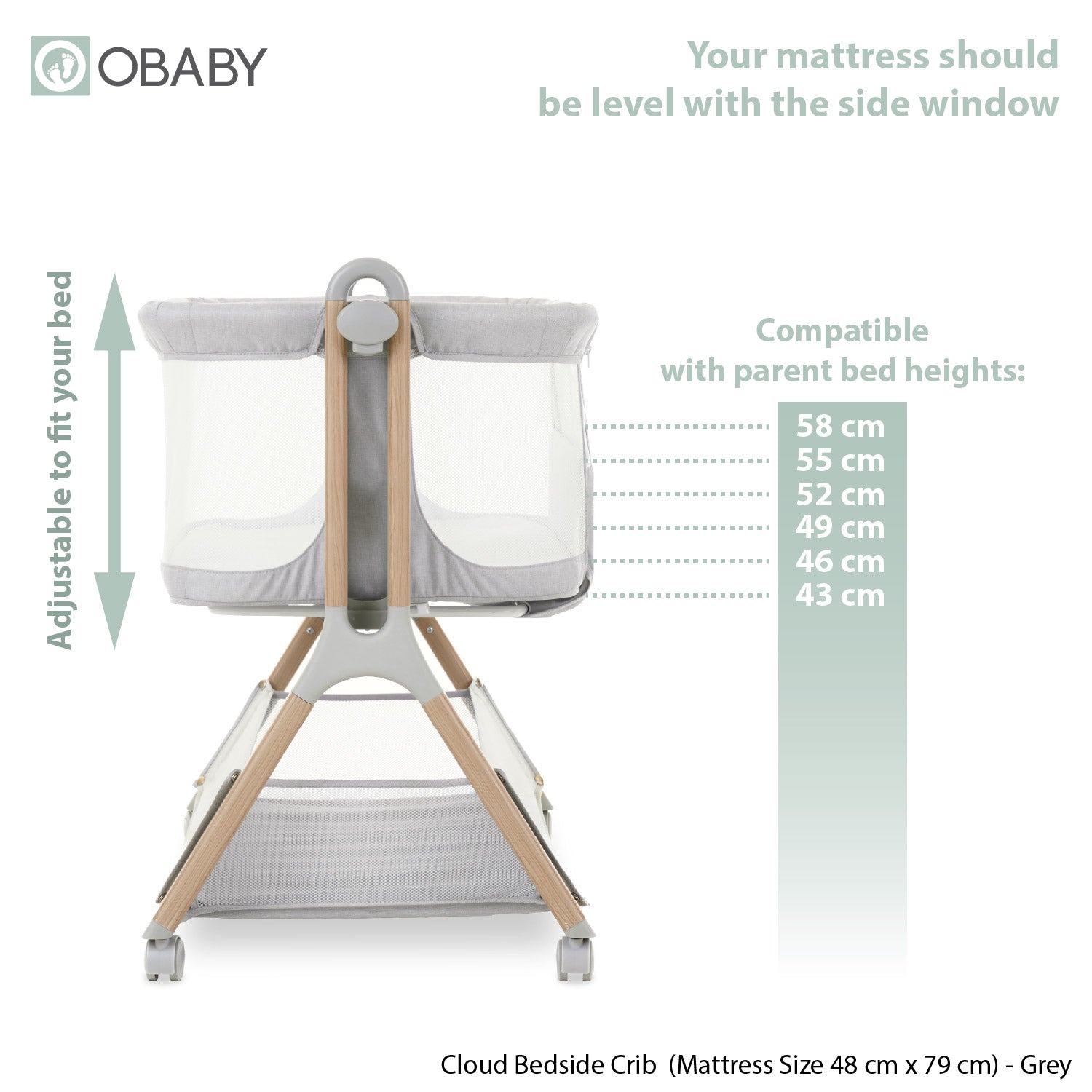 Cloud Bedside Crib - Grey