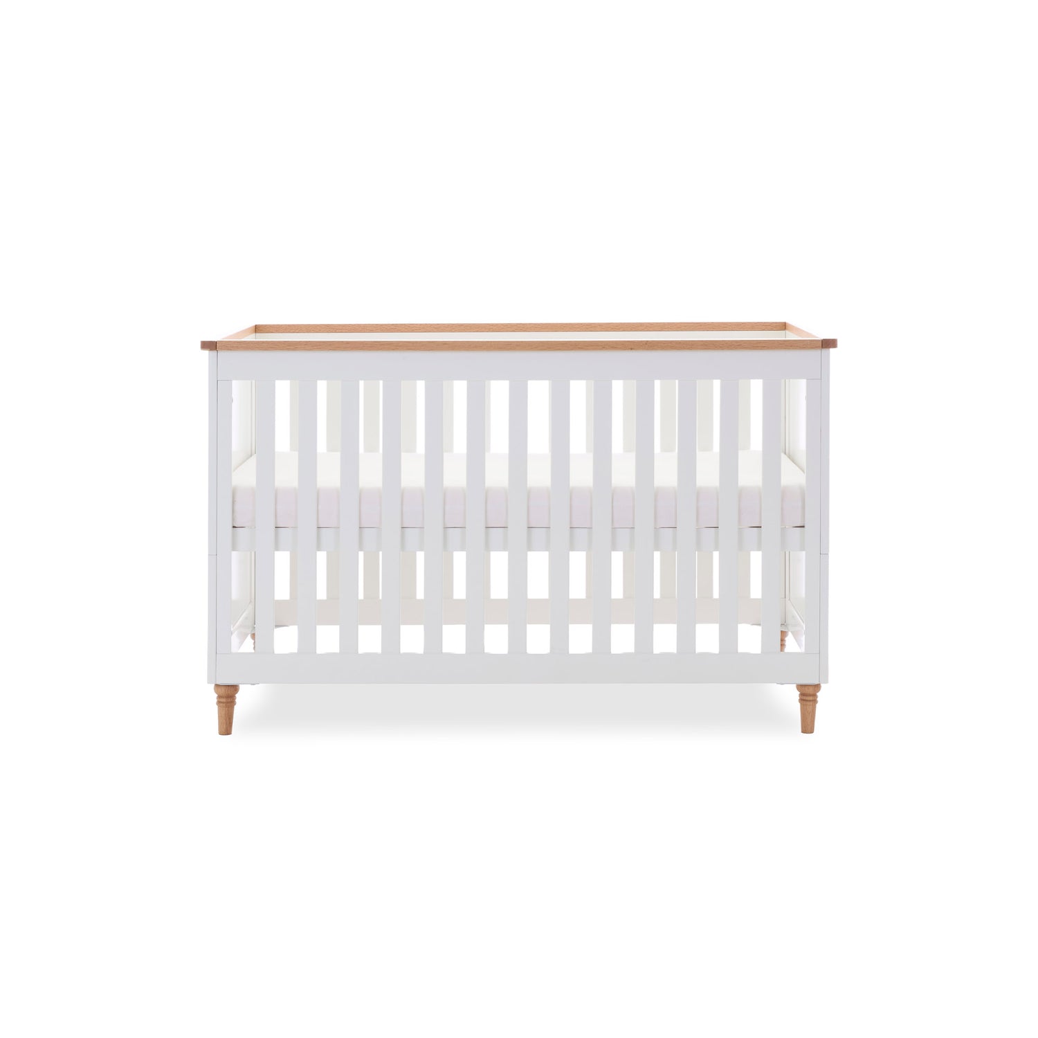 Orla Cot Bed - White with Oak Trim & Feet