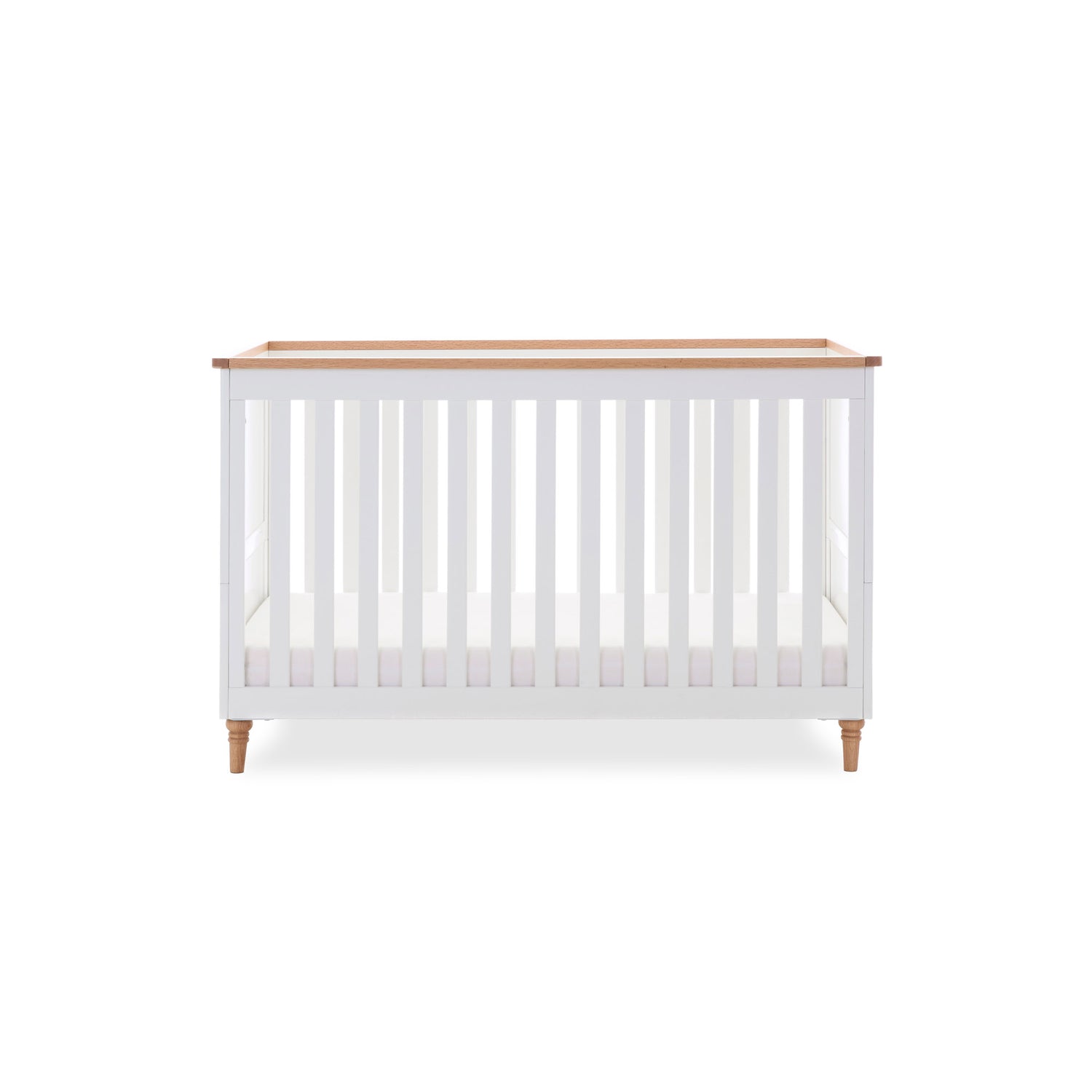 Orla Cot Bed - White with Oak Trim & Feet