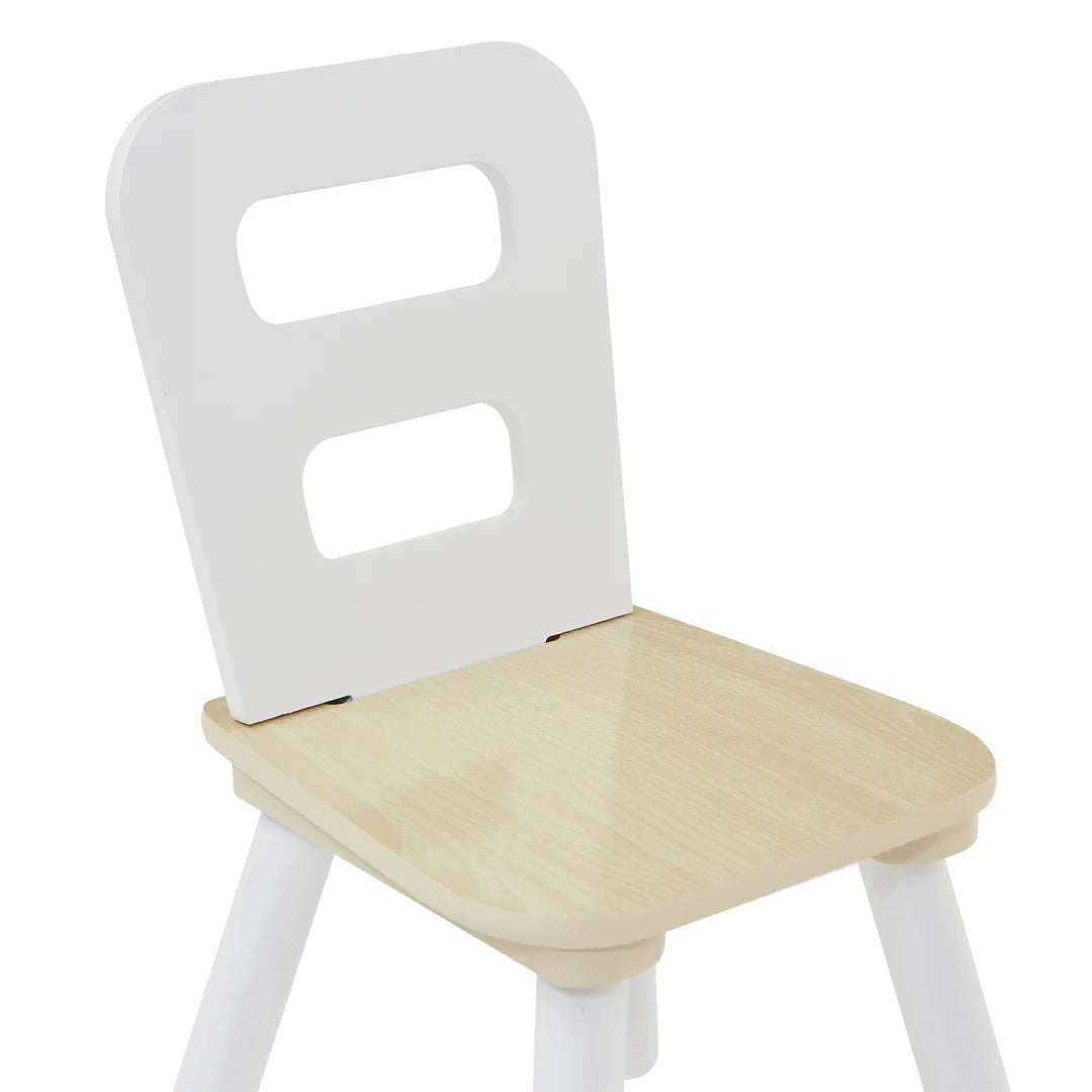 Round Table & 2 Chair Set - Natural & White