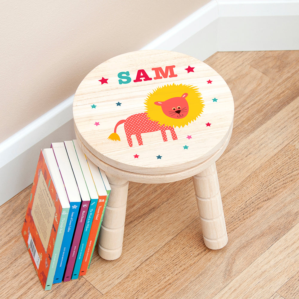 Lion Wooden Stool - Personalised