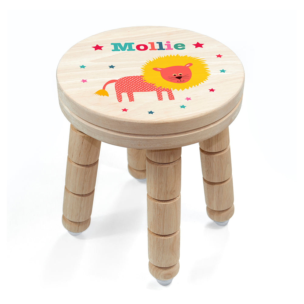 Lion Wooden Stool - Personalised