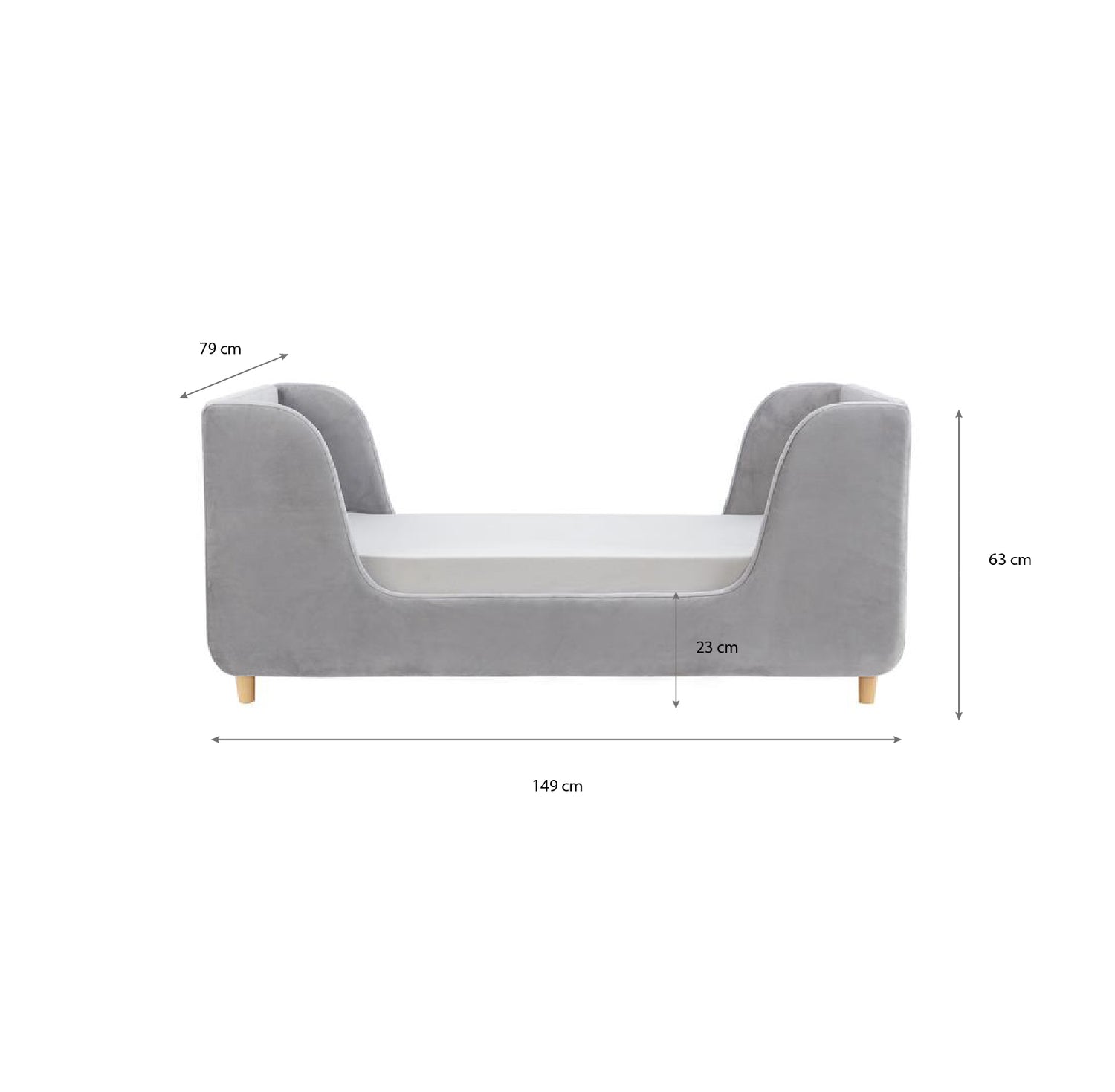 Lumi Velvet Toddler Bed - Pink