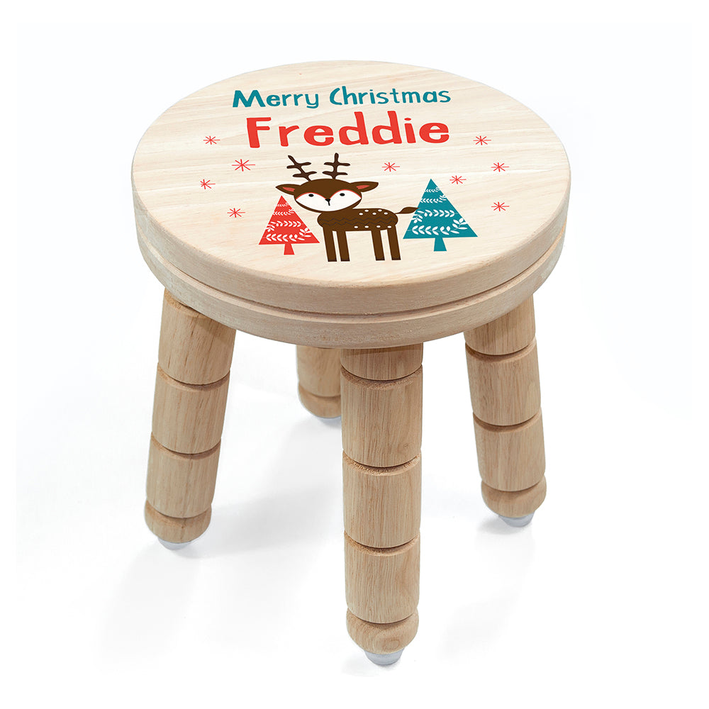 Reindeer Wooden Stool - Personalised