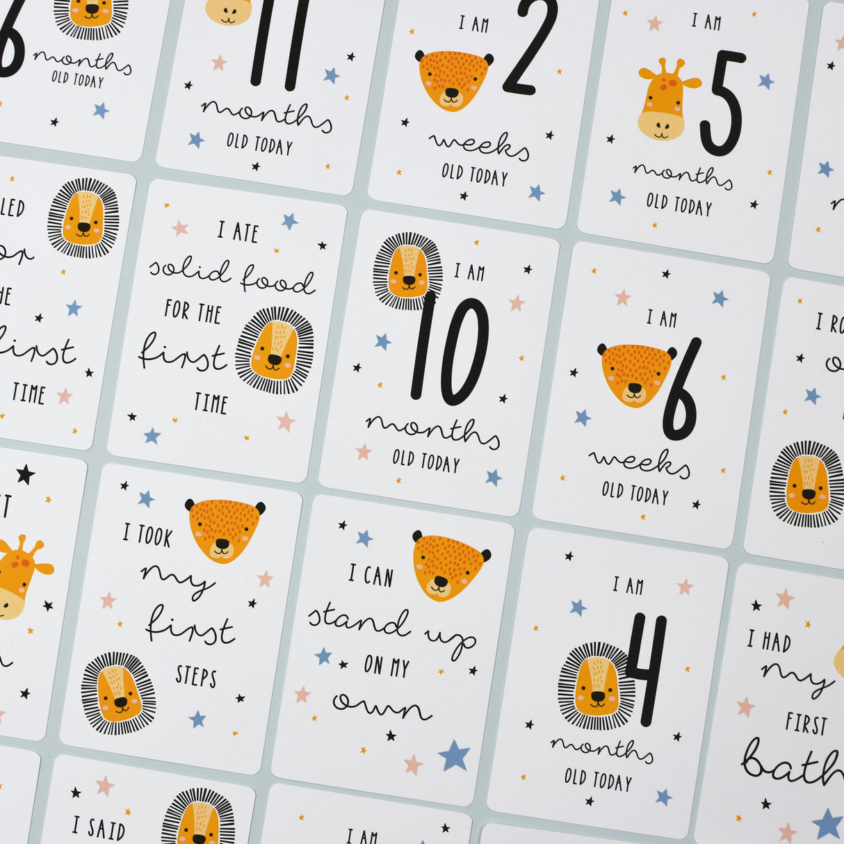Personalised Baby Milestone Cards - Safari