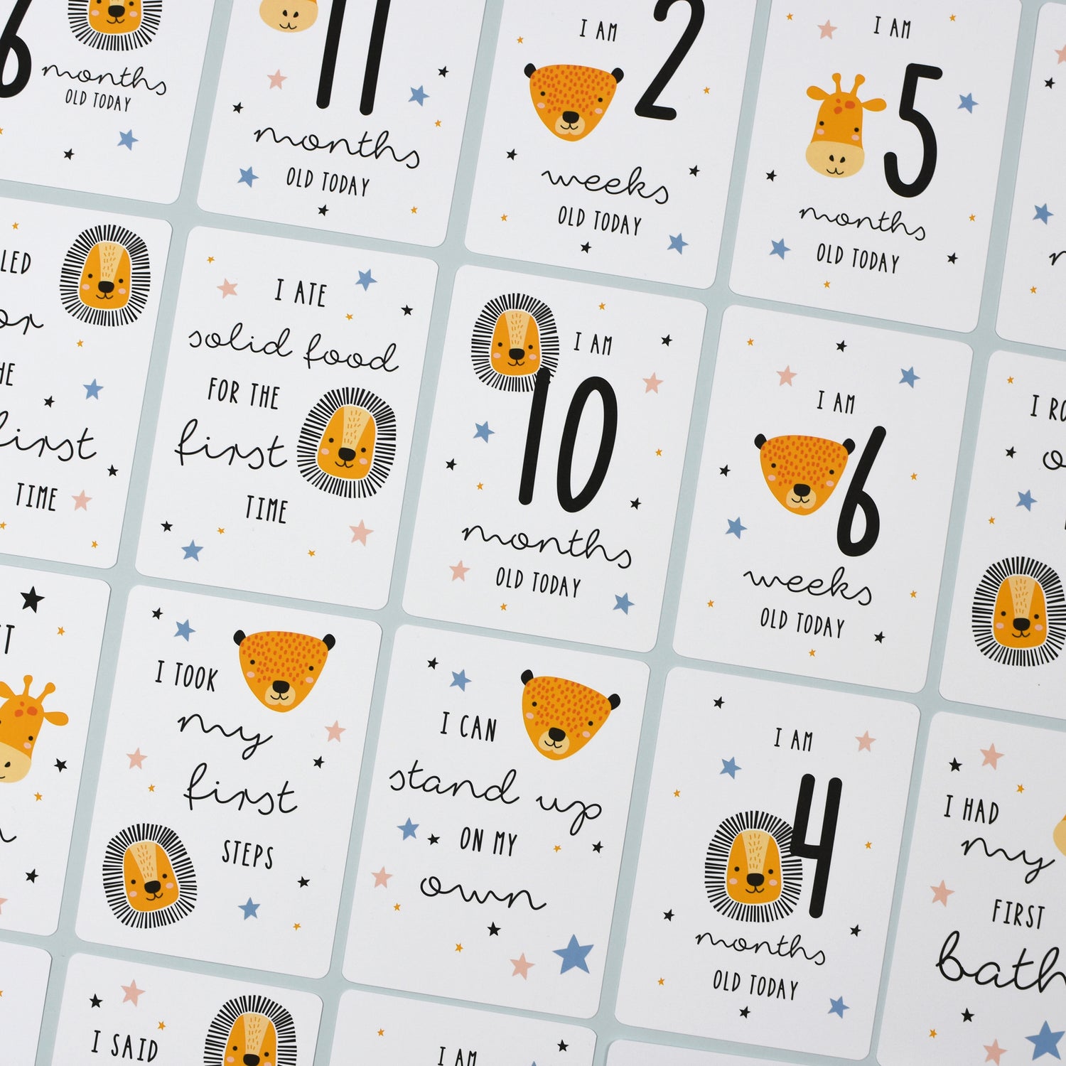 Personalised Baby Milestone Cards - Safari