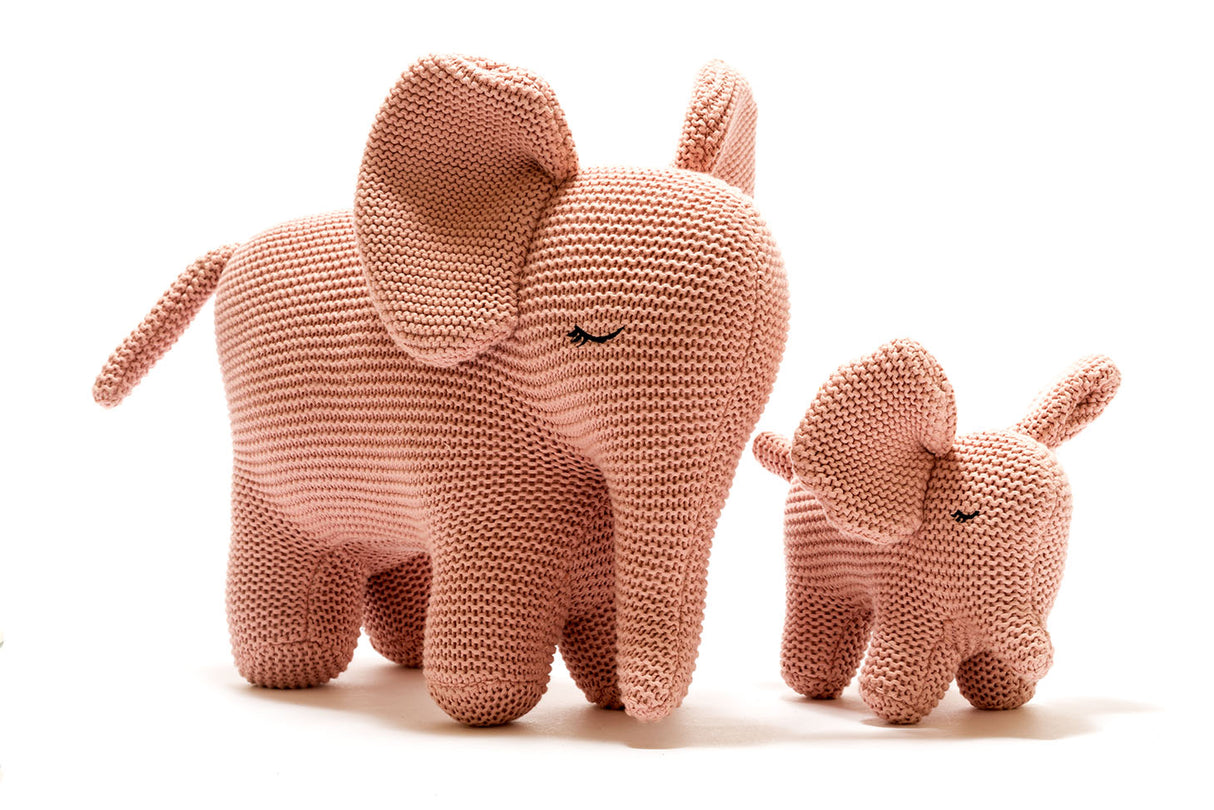 Elephant Soft Toy Large - Organic Cotton - Pink