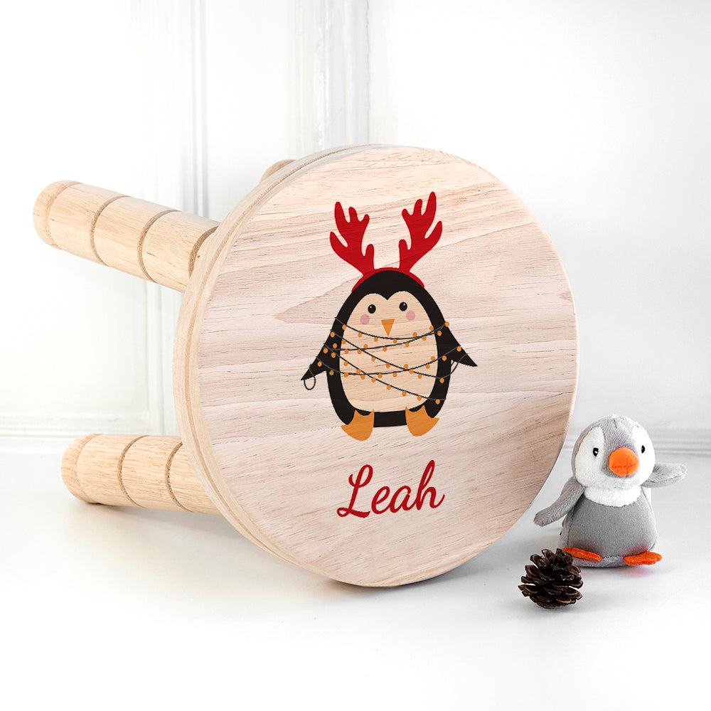 Penguin Wooden Stool - Personalised