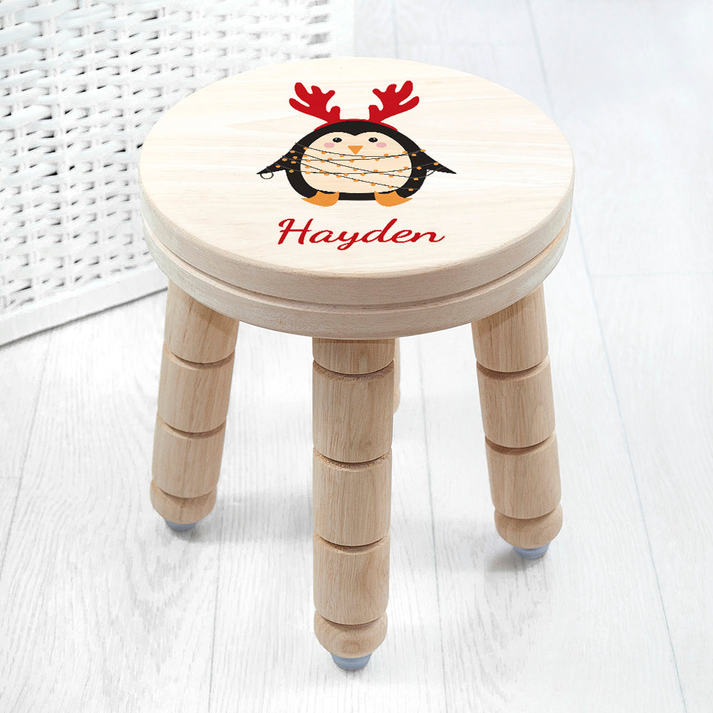 Penguin Wooden Stool - Personalised