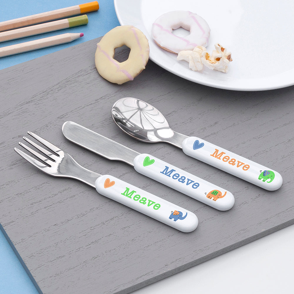 Personalised Elephant Cutlery Set
