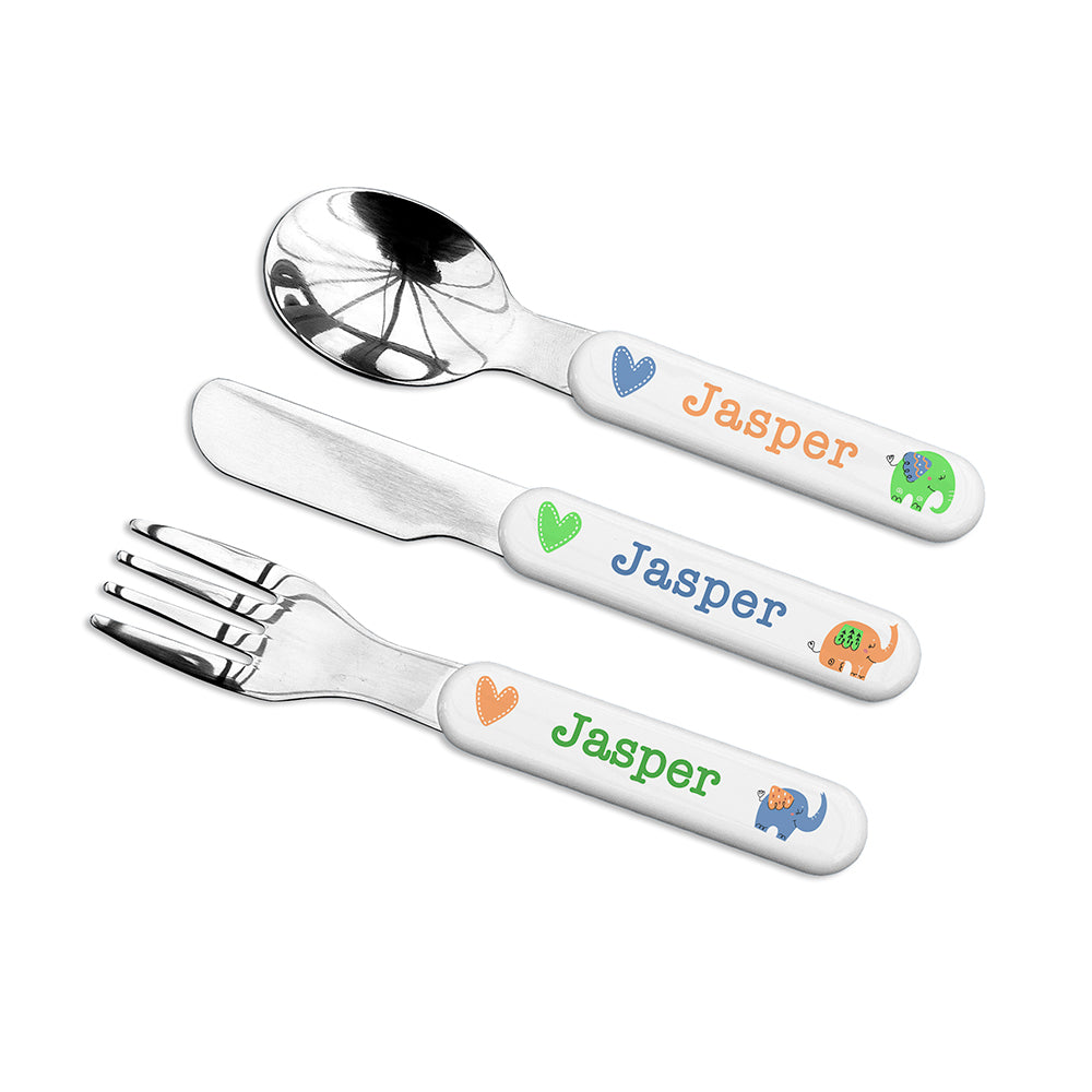 Personalised Elephant Cutlery Set