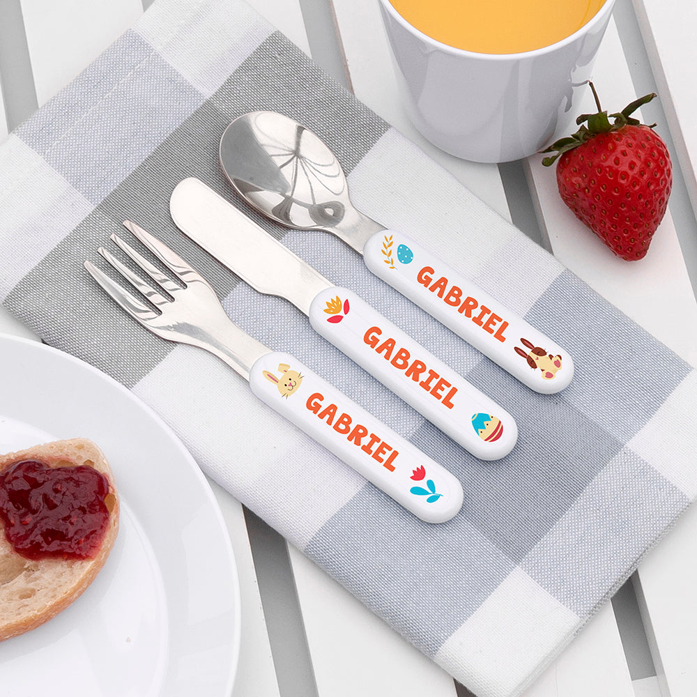 Personalised Spring Bunny Cutlery Set