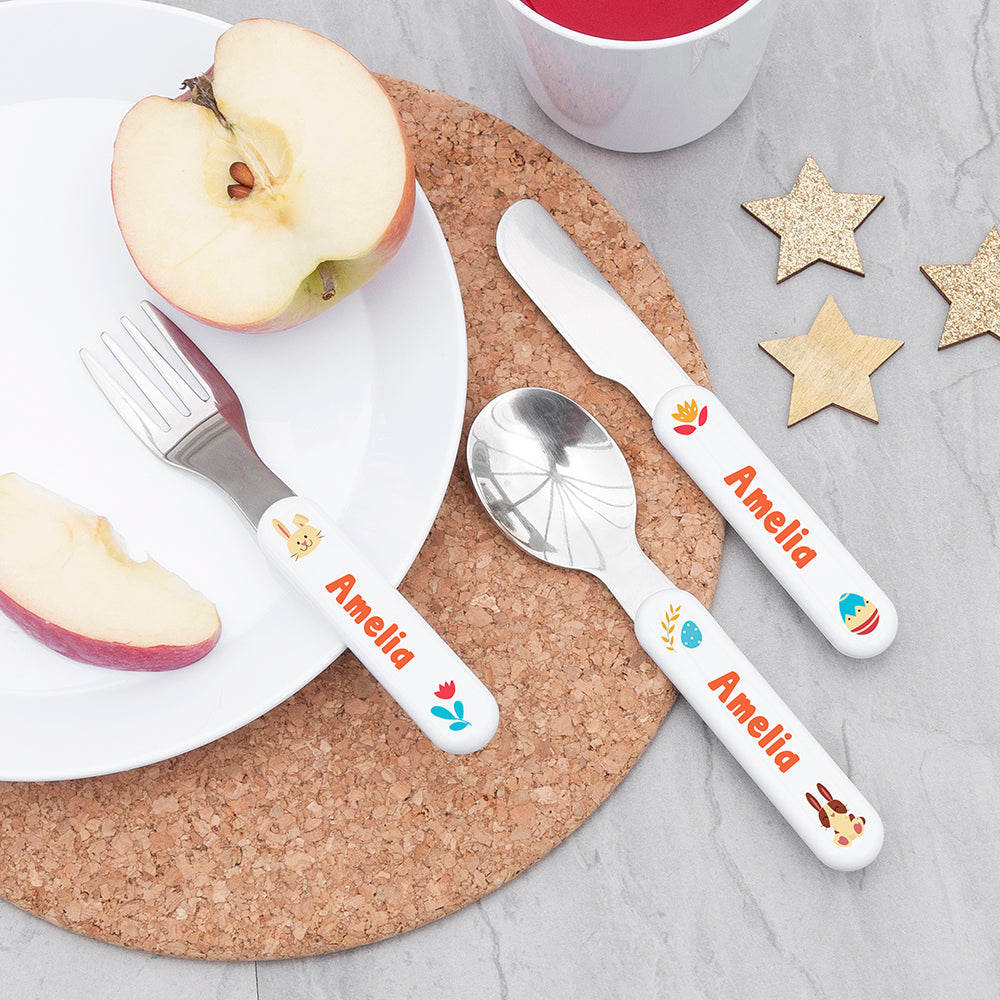 Personalised Spring Bunny Cutlery Set