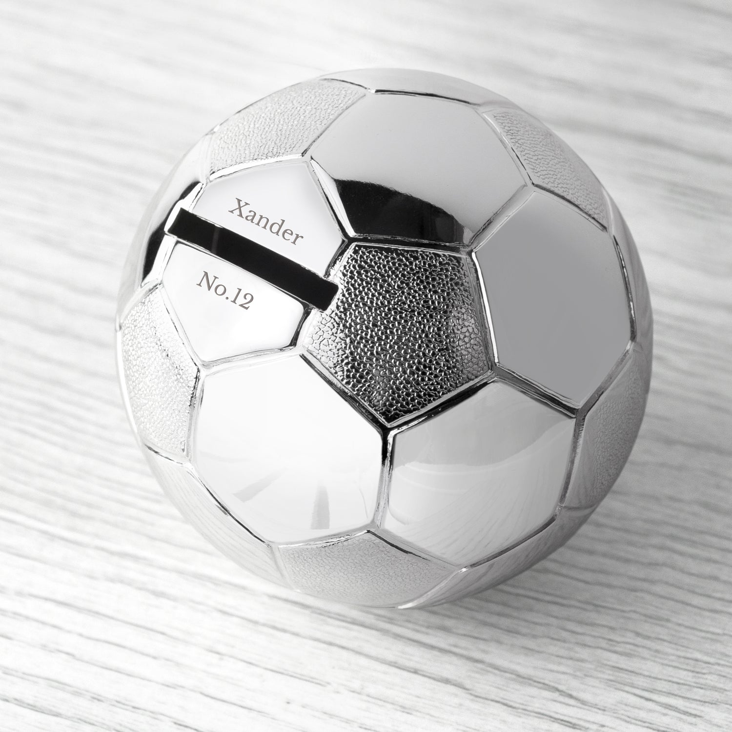 Football Money Box - Silver Plated - Personalised