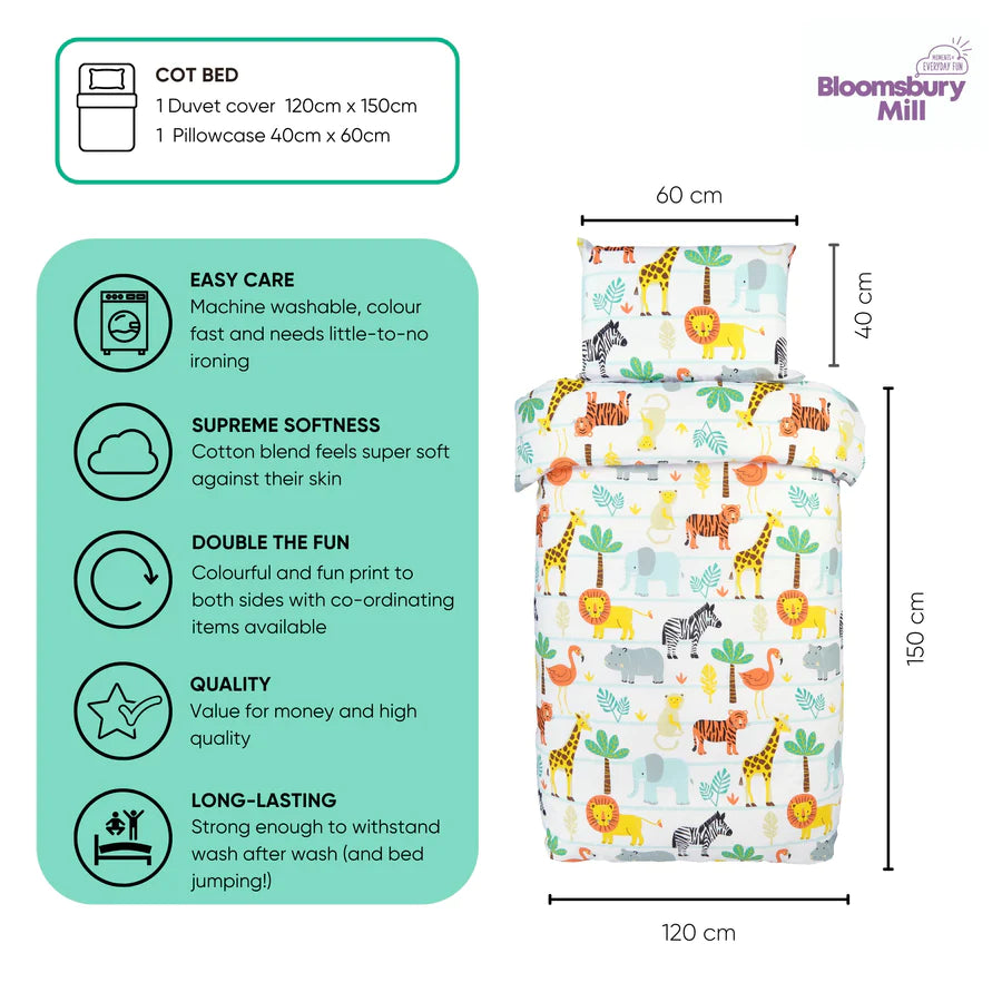 Safari Animals Duvet Set - Cot Bed | Toddler Bed