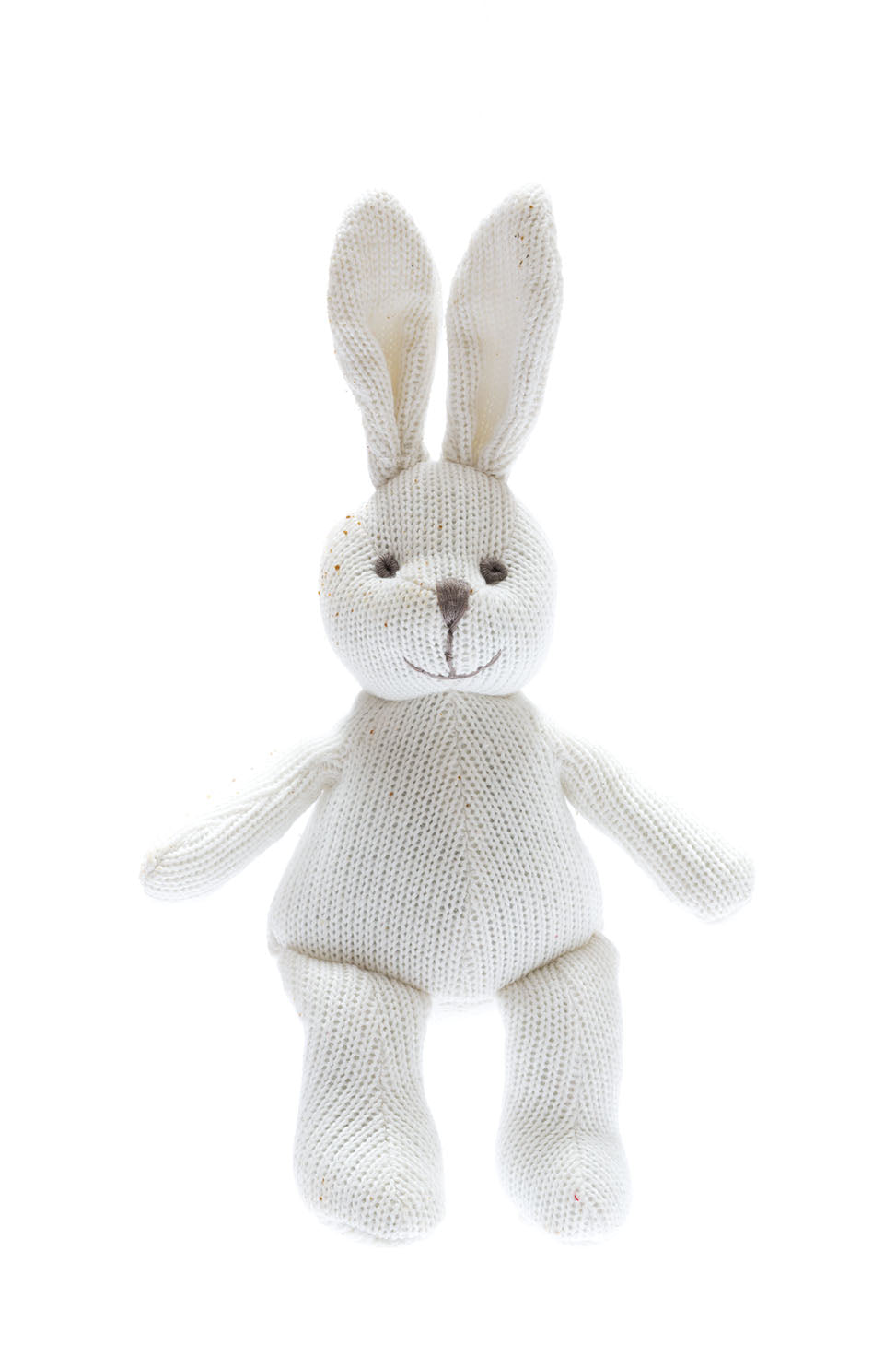 White Bunny Baby Rattle Knitted Organic Cotton