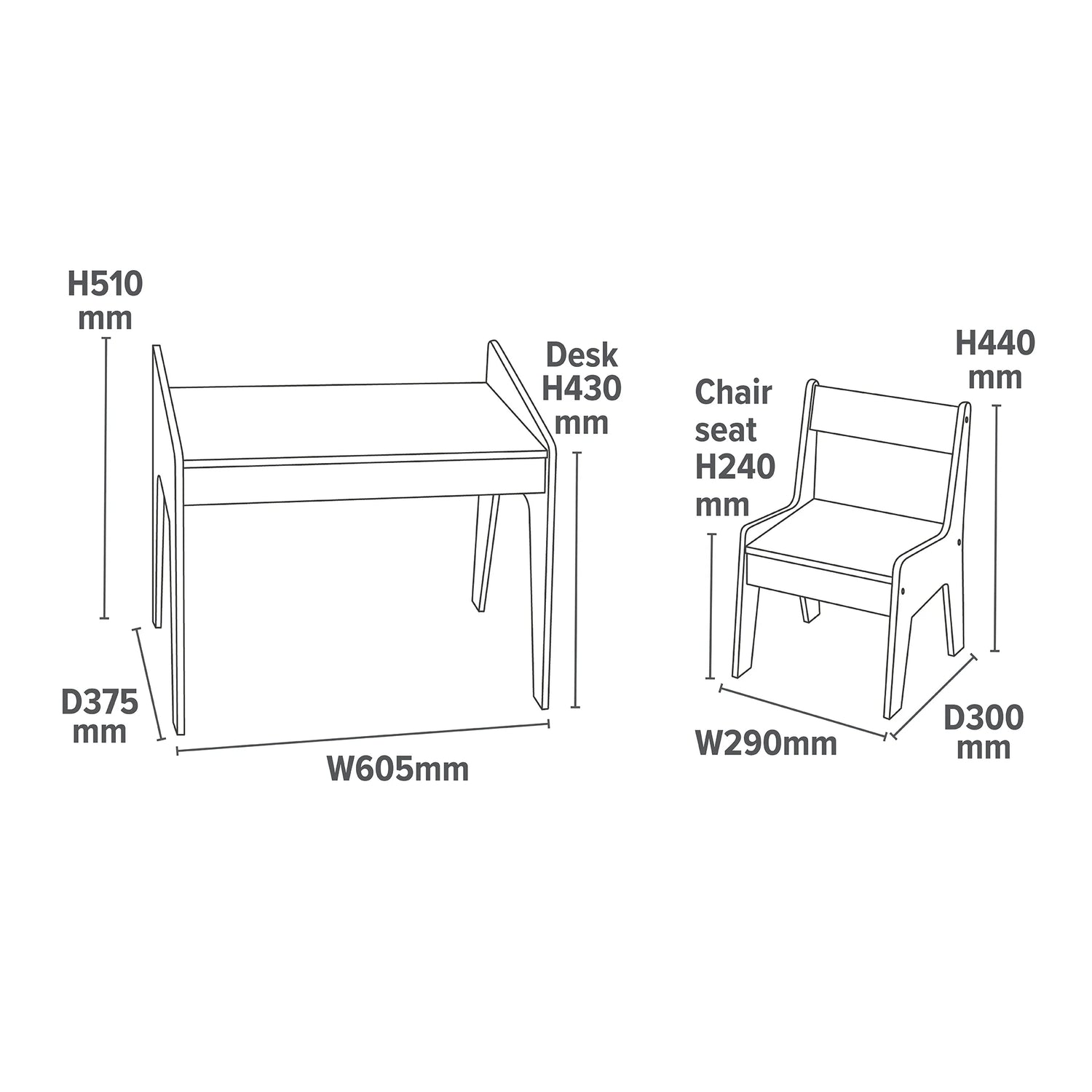 White & Pine Desk and Chair