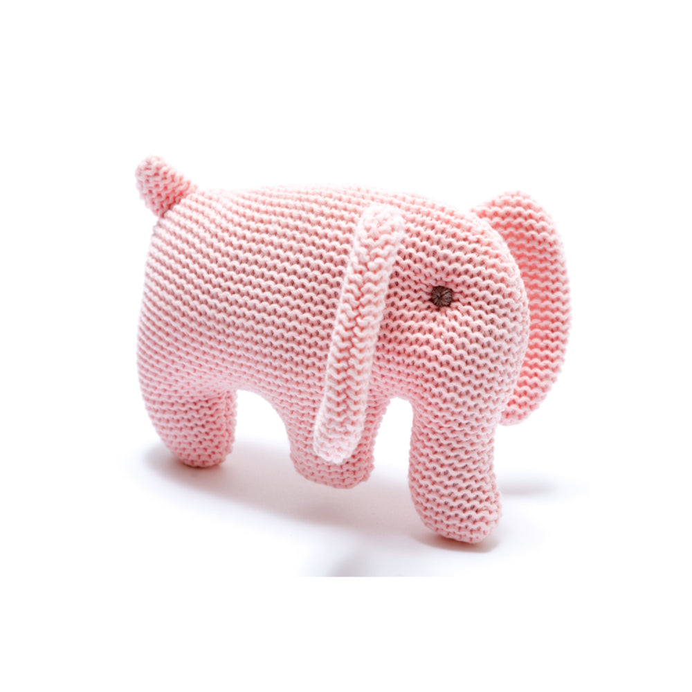 Elephant Baby Rattle - Organic Knitted Cotton - Best Years - Junior Bambinos