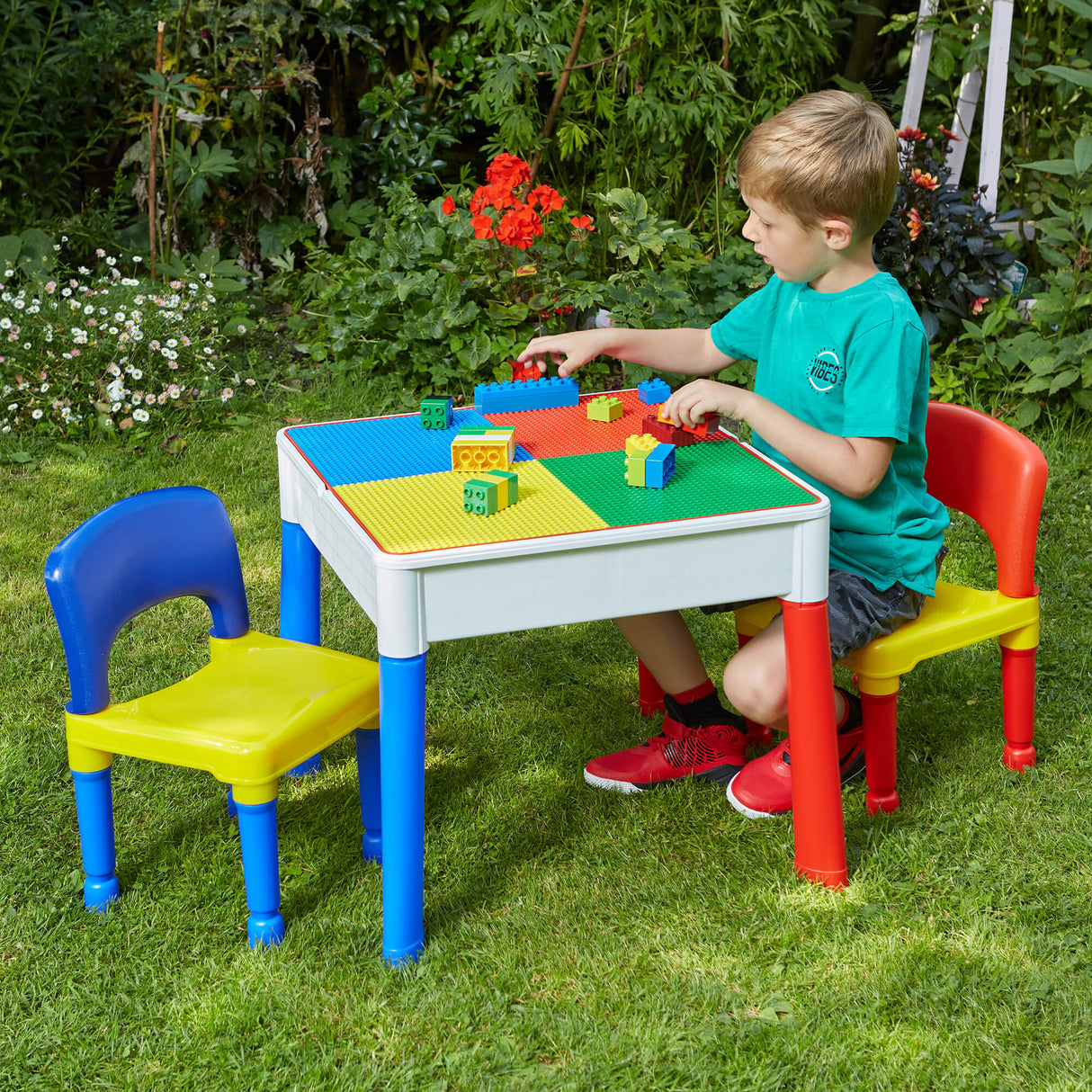 5 in 1 Multi Activity Table & Chairs - Red & Blue