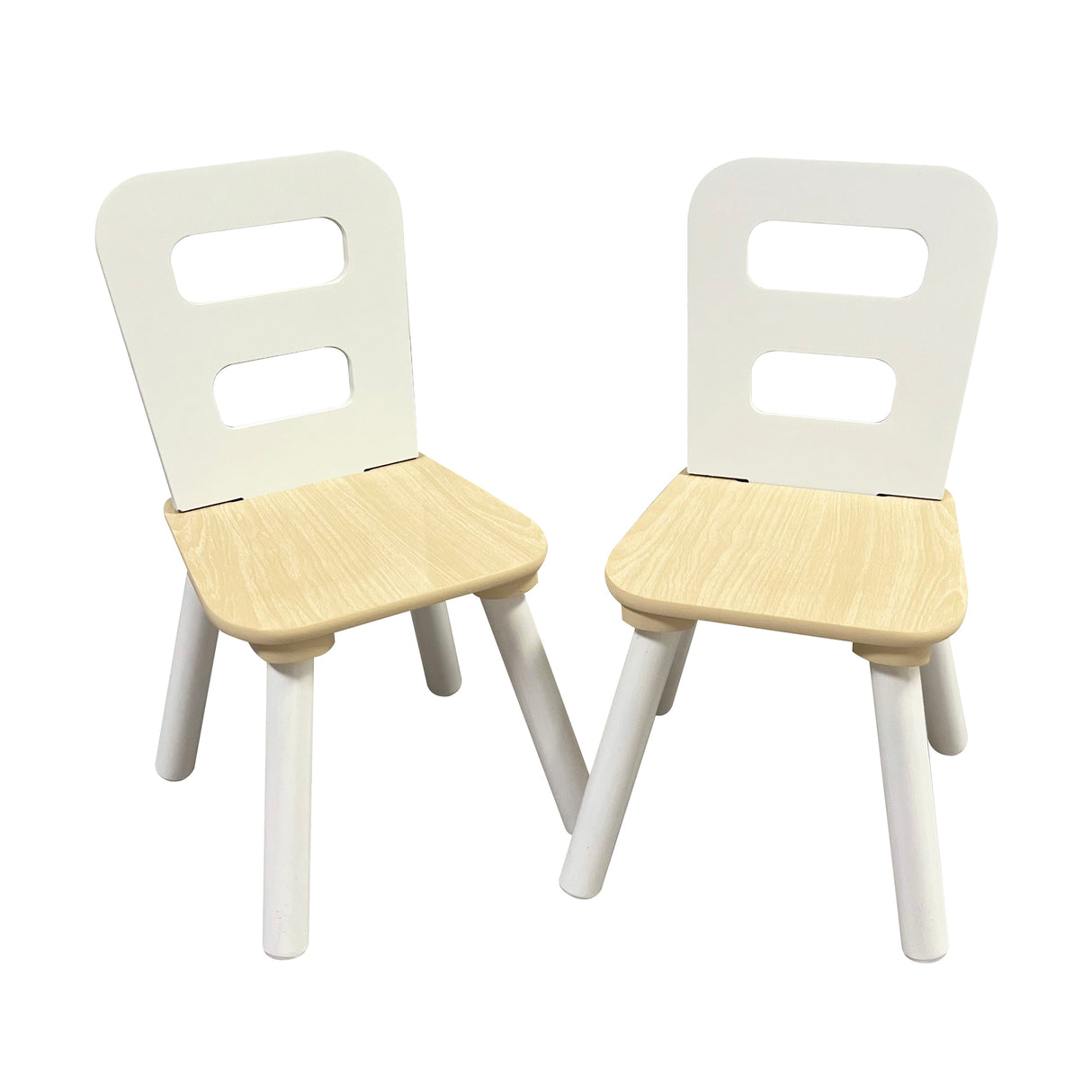 Round Table & 2 Chair Set - Natural & White