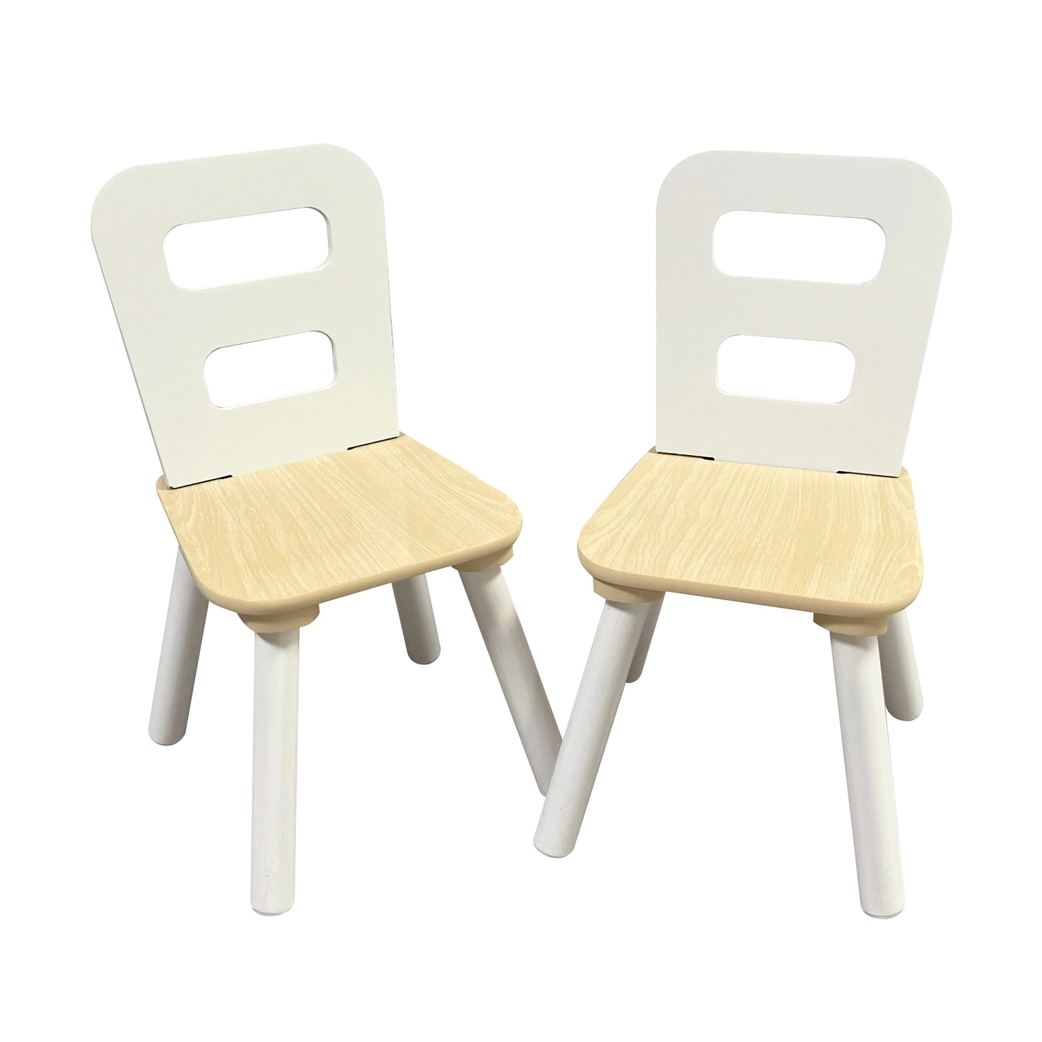 Round Table & 2 Chair Set - Natural & White