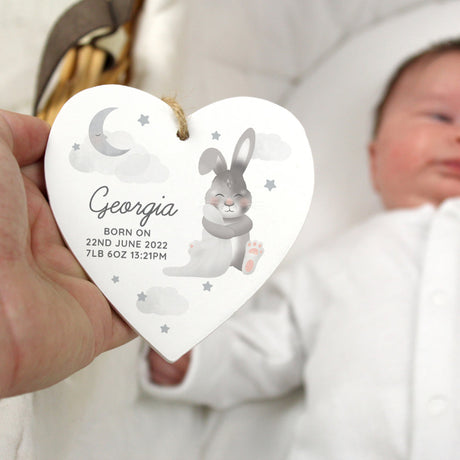 Baby Bunny - Personalised Wooden Heart Decoration - Personalised Memento Company - Junior Bambinos