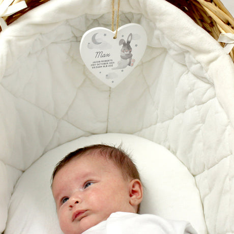 Baby Bunny - Personalised Wooden Heart Decoration - Personalised Memento Company - Junior Bambinos