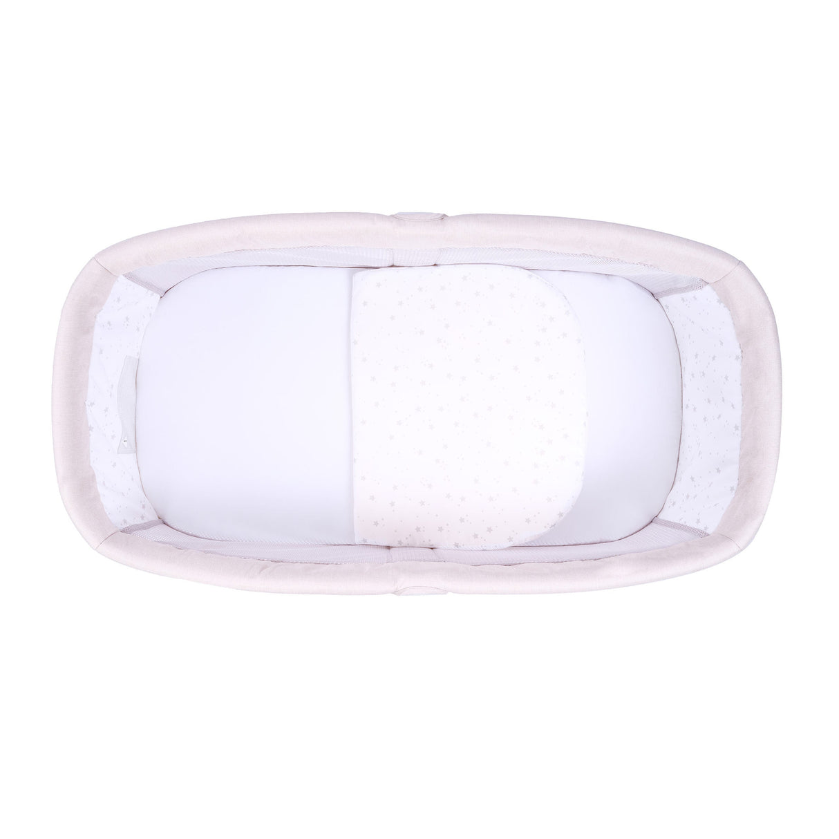 Overhead view of the Air Motion Gliding Crib in Cream
