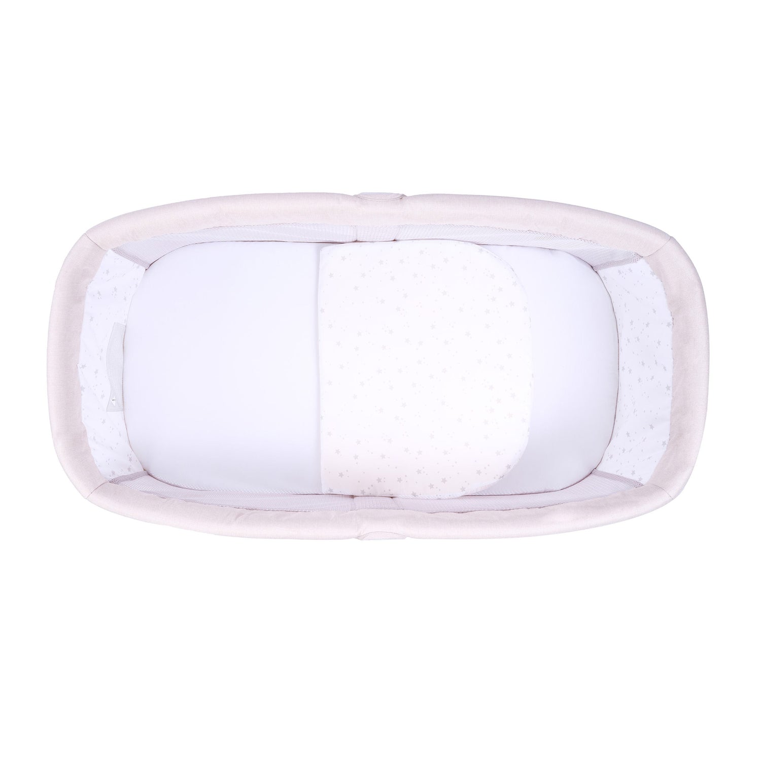 Overhead view of the Air Motion Gliding Crib in Cream