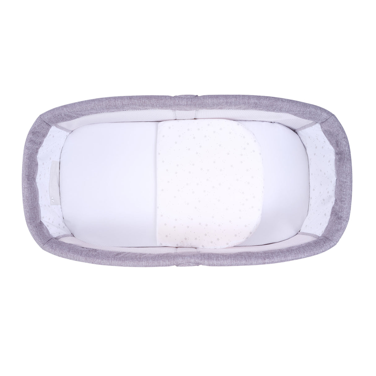 Overhead view of Babymore's Air Motion Gliding Crib in Slate
