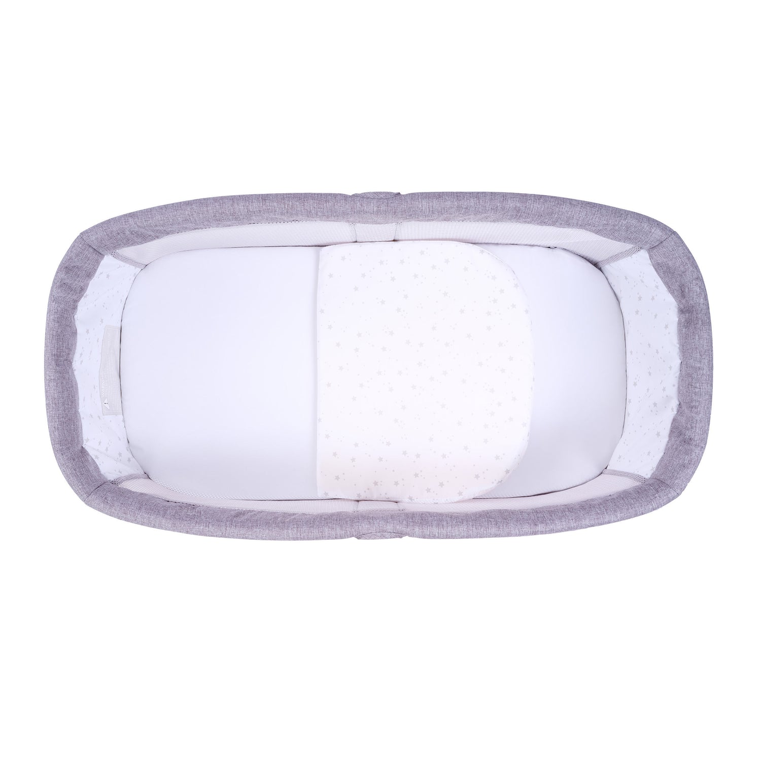 Overhead view of Babymore's Air Motion Gliding Crib in Slate