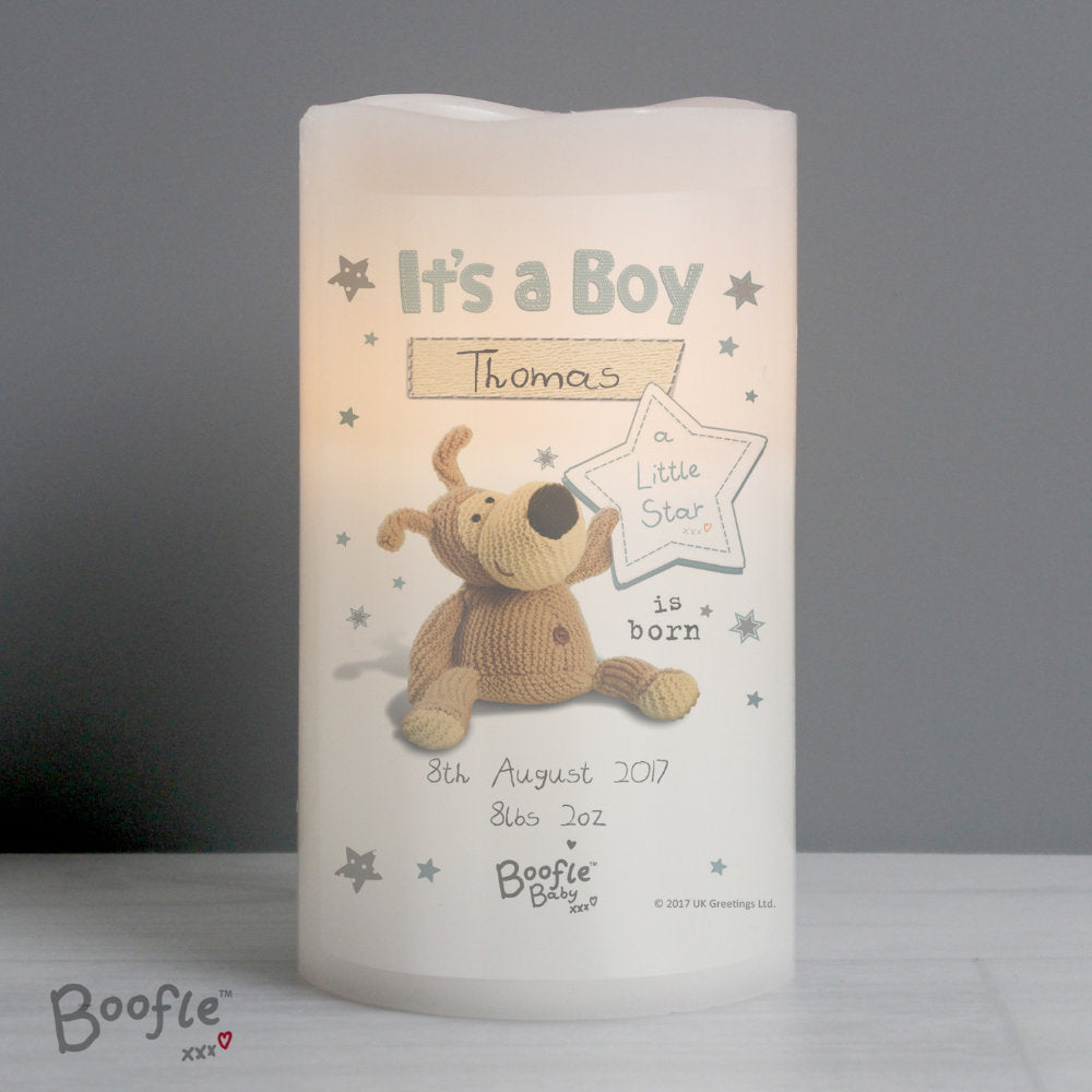 Boofle - Personalised It's a Boy LED Nightlight Candle - Personalised Memento Company - Junior Bambinos