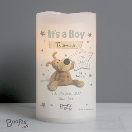 Boofle - Personalised It's a Boy LED Nightlight Candle - Personalised Memento Company - Junior Bambinos