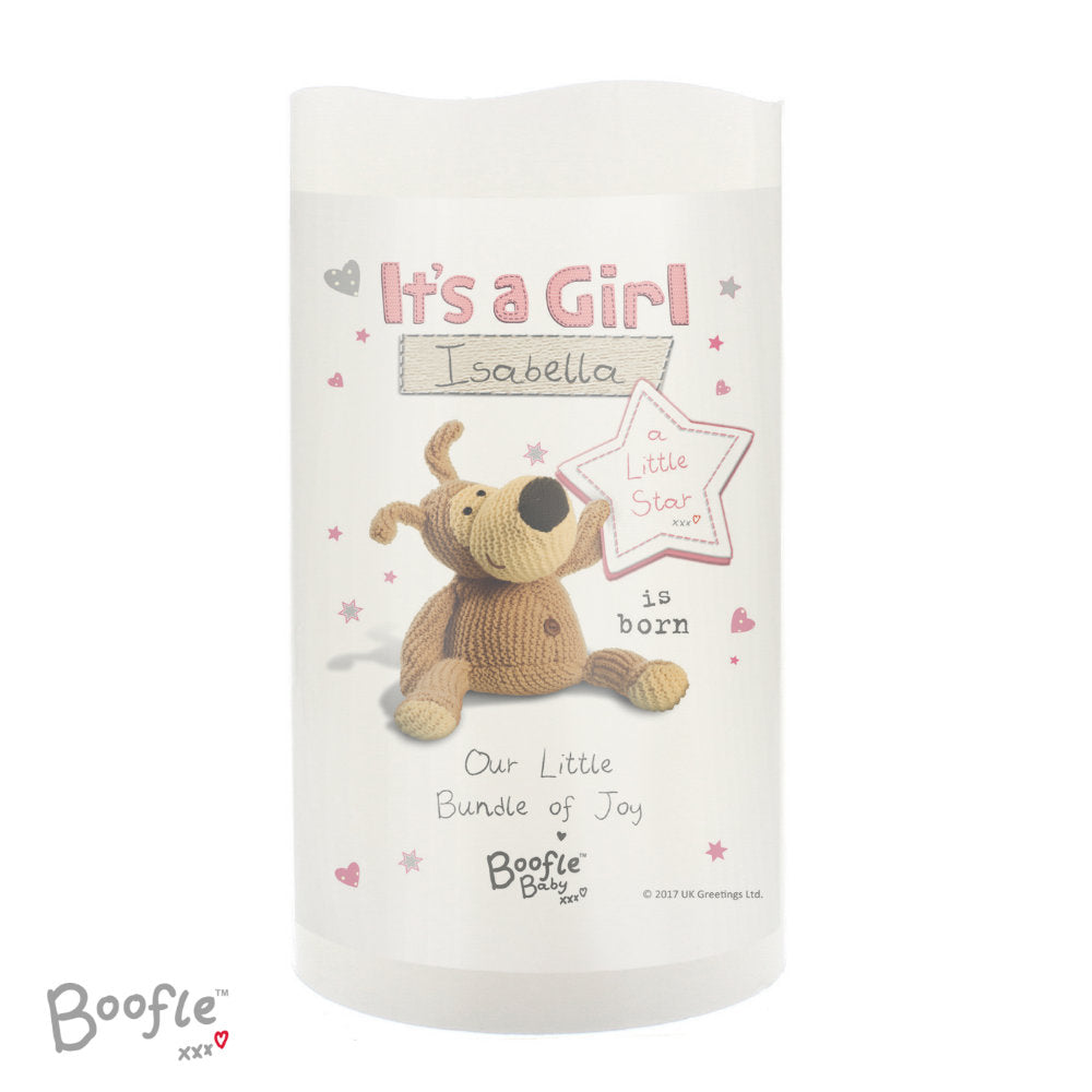 Boofle - Personalised It's a Girl Nightlight LED Candle - Personalised Memento Company - Junior Bambinos