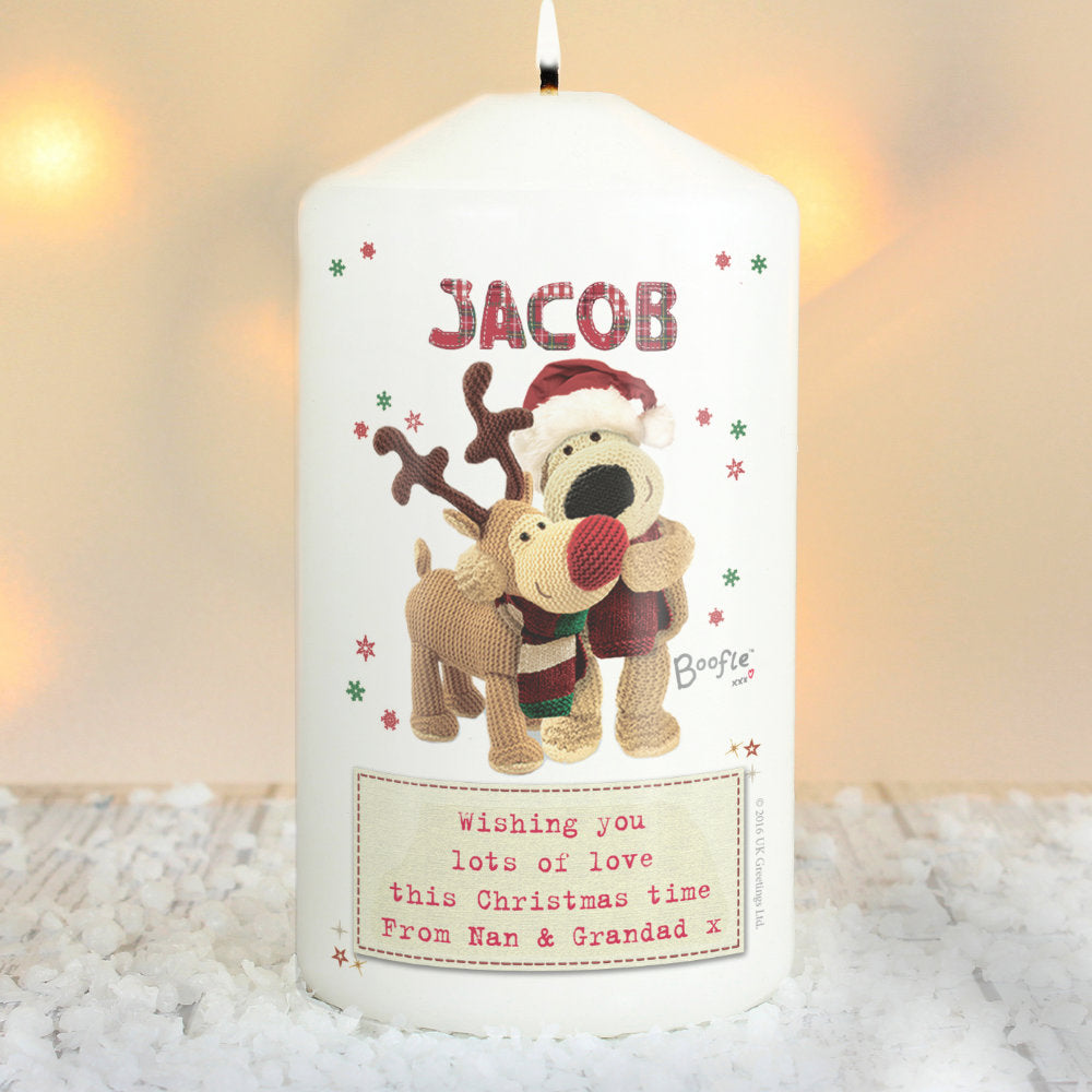 Boofle - Personalised Christmas Reindeer Candle - Personalised Memento Company - Junior Bambinos