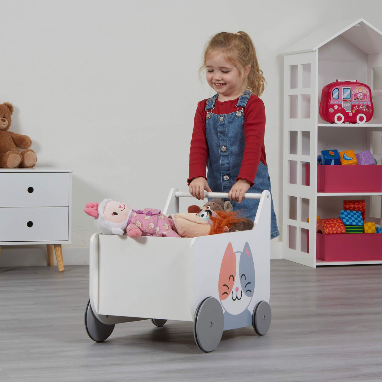 Cat & Dog Push Along Walker | Storage Cart - Liberty House Toys - Junior Bambinos