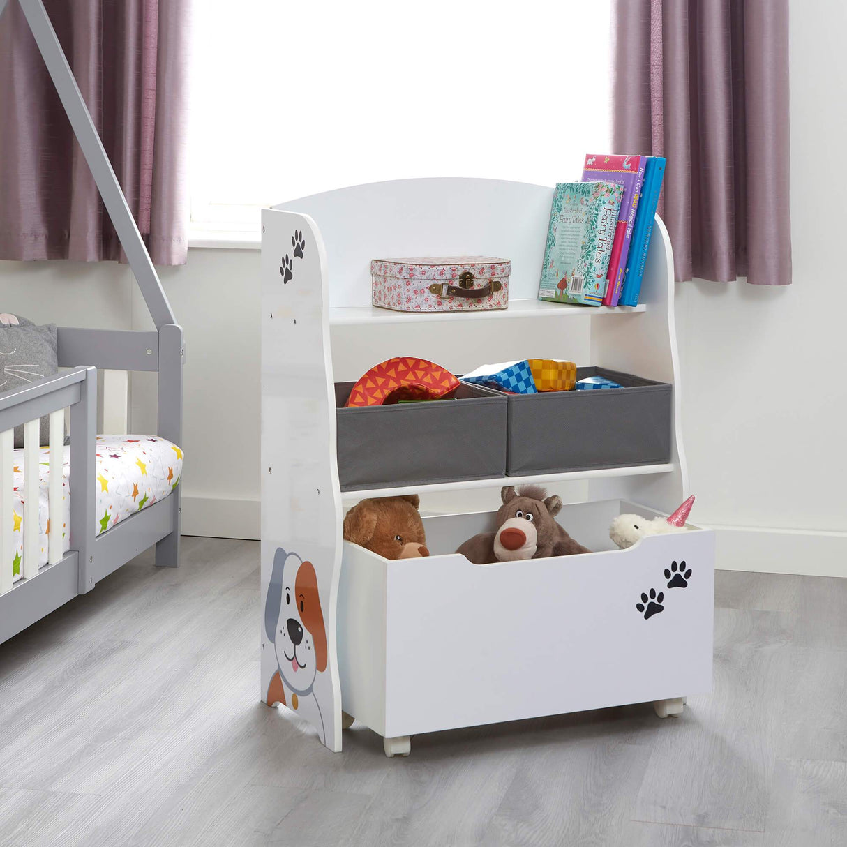 Cat & Dog Storage Unit with Rollout Toy Box - Liberty House Toys - Junior Bambinos