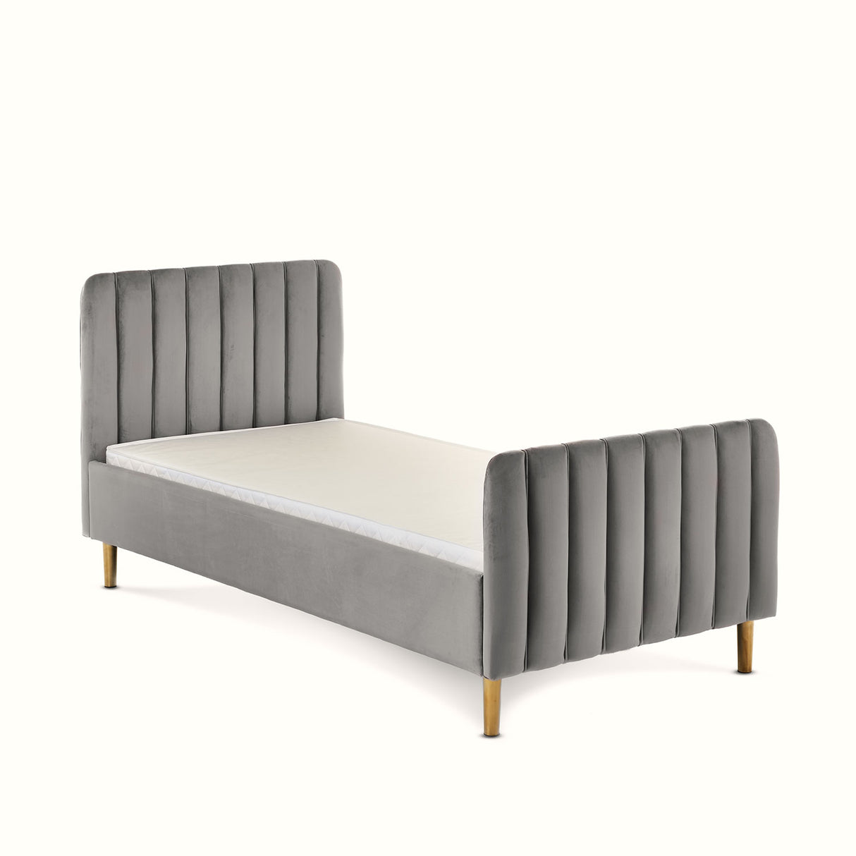 Gatsby Velvet Single Bed - Grey