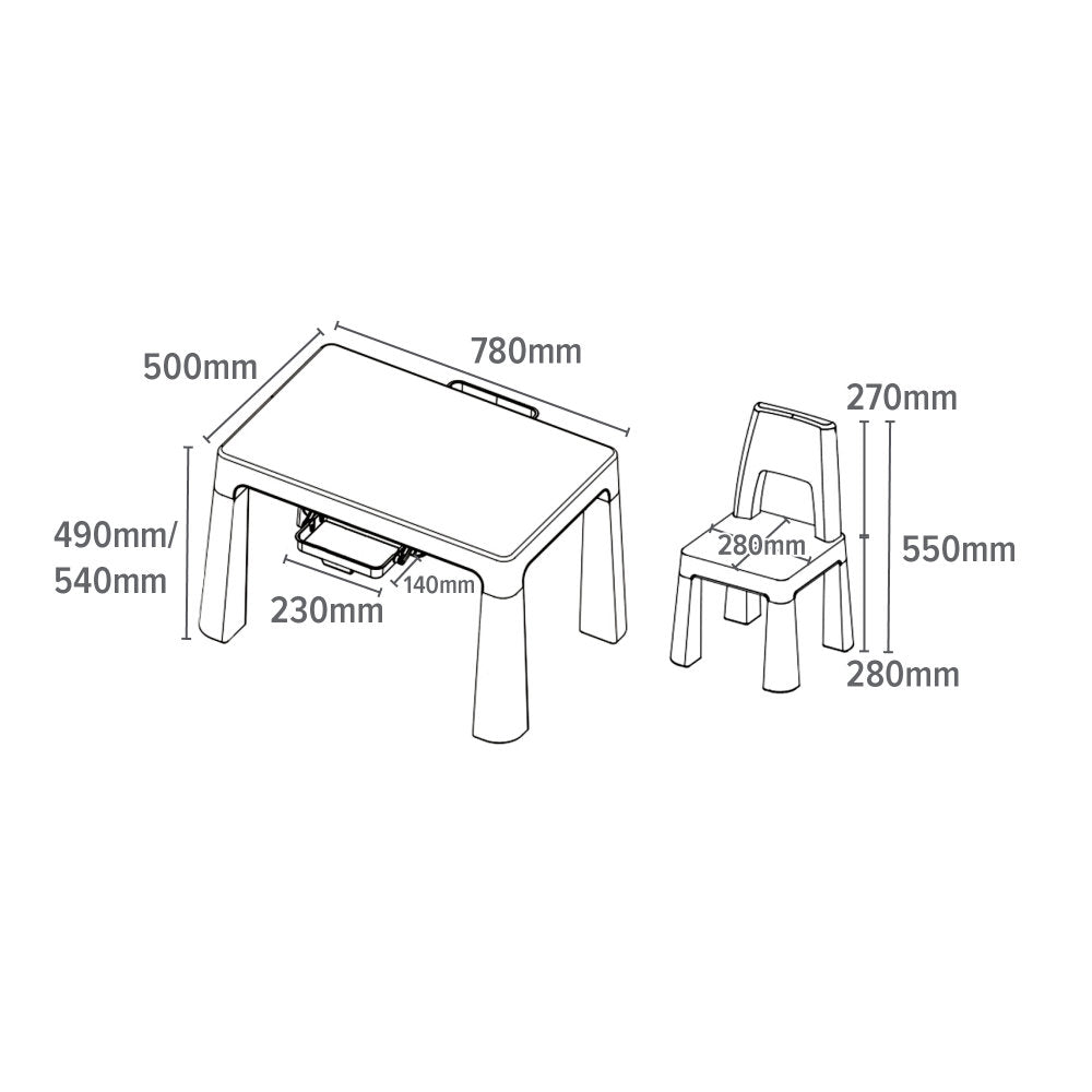 Height Adjustable Table and Chair Set - White or Grey - Liberty House Toys - Junior Bambinos