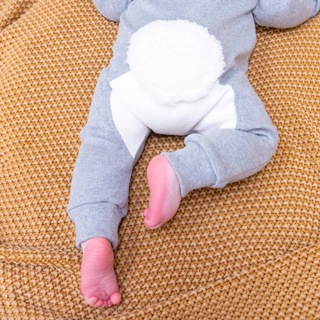 Organic Fluffy Tail Bunny Rabbit Baby Onesie - 6-12 Months