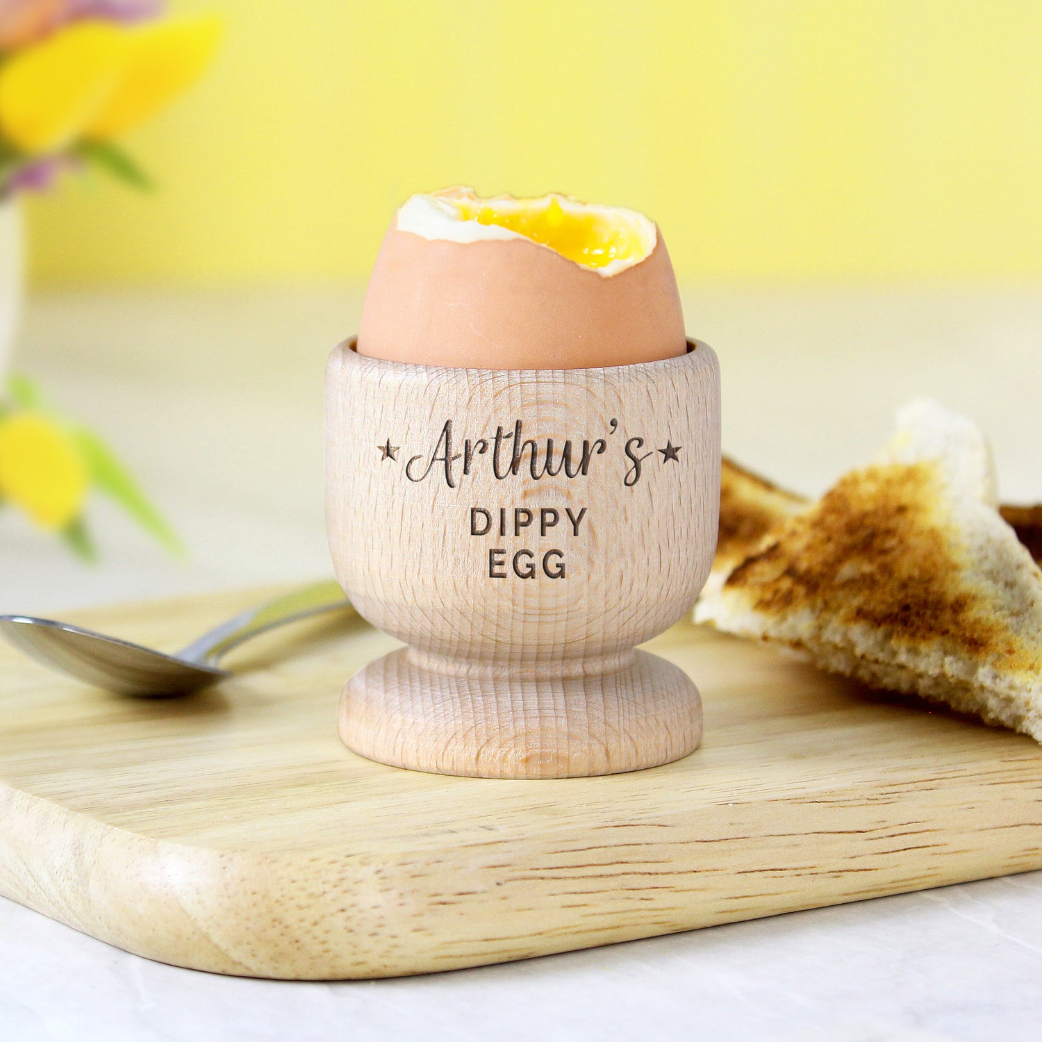 Personalised Star Wooden Egg Cup
