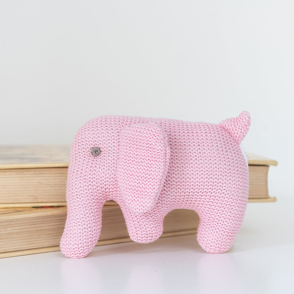 Elephant Baby Rattle - Organic Knitted Cotton - Best Years - Junior Bambinos