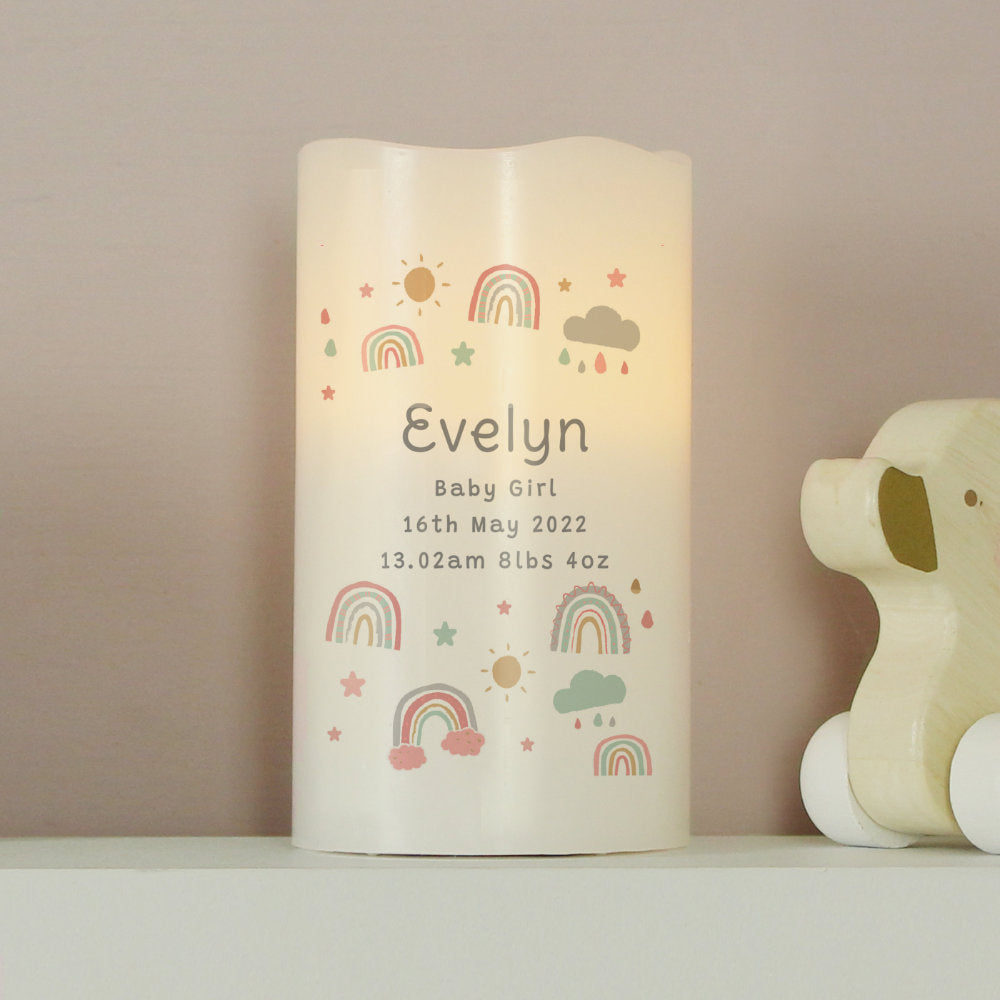 Rainbow - Personalised Baby LED Nightlight Candle