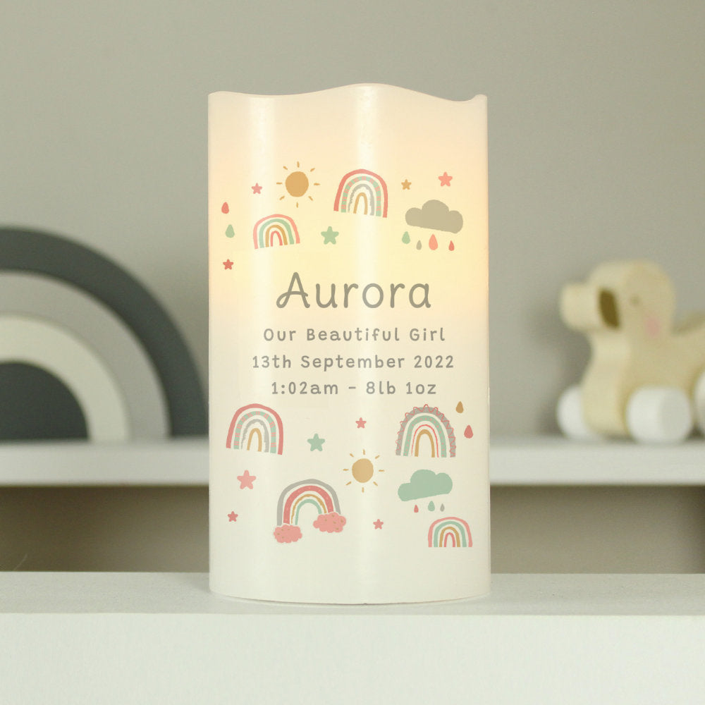 Rainbow - Personalised Baby LED Nightlight Candle