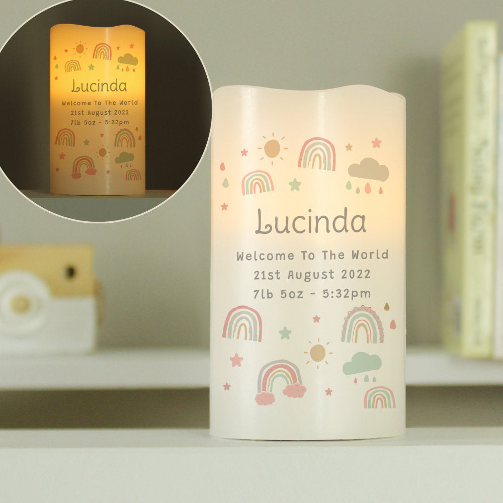 Rainbow - Personalised Baby LED Nightlight Candle