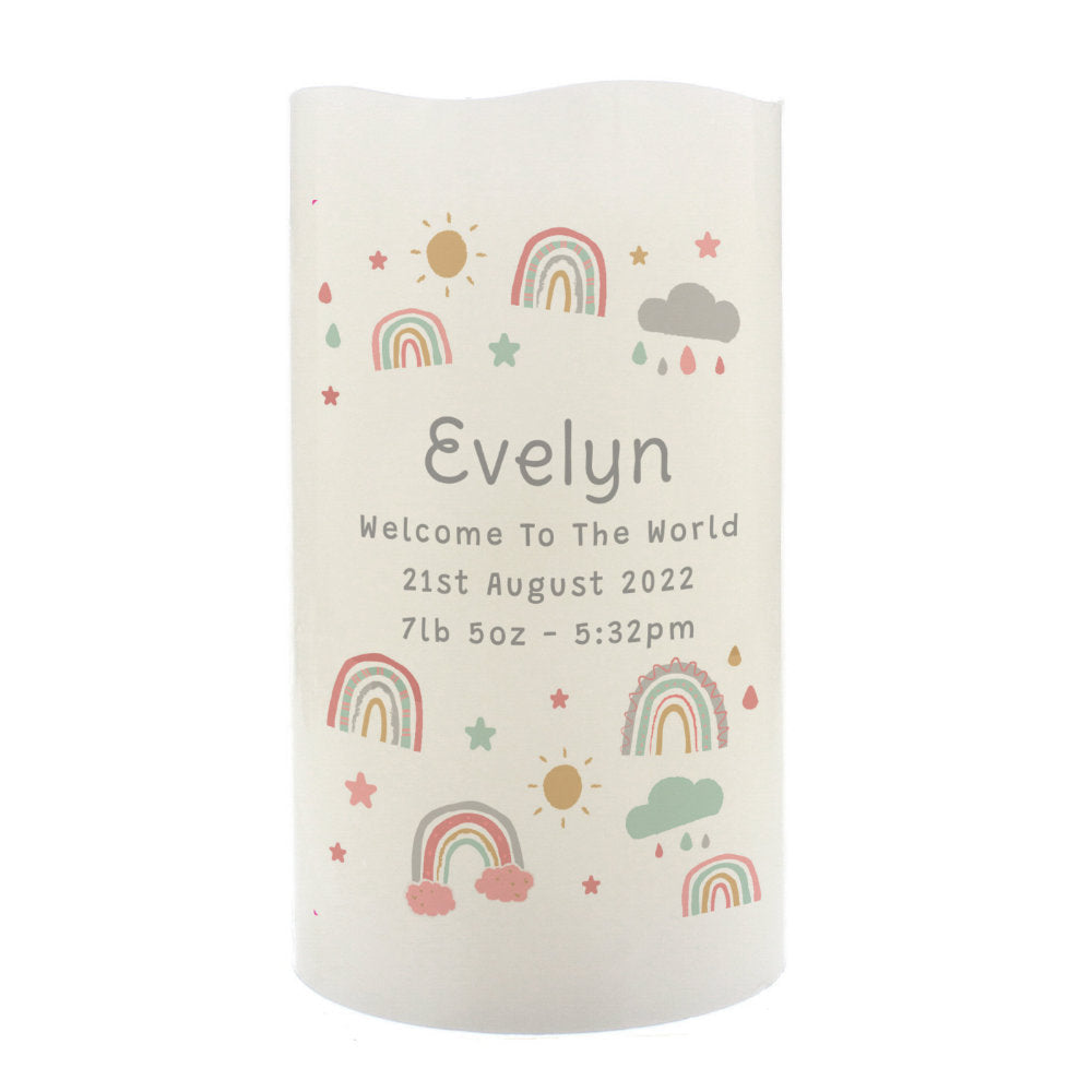 Rainbow - Personalised Baby LED Nightlight Candle