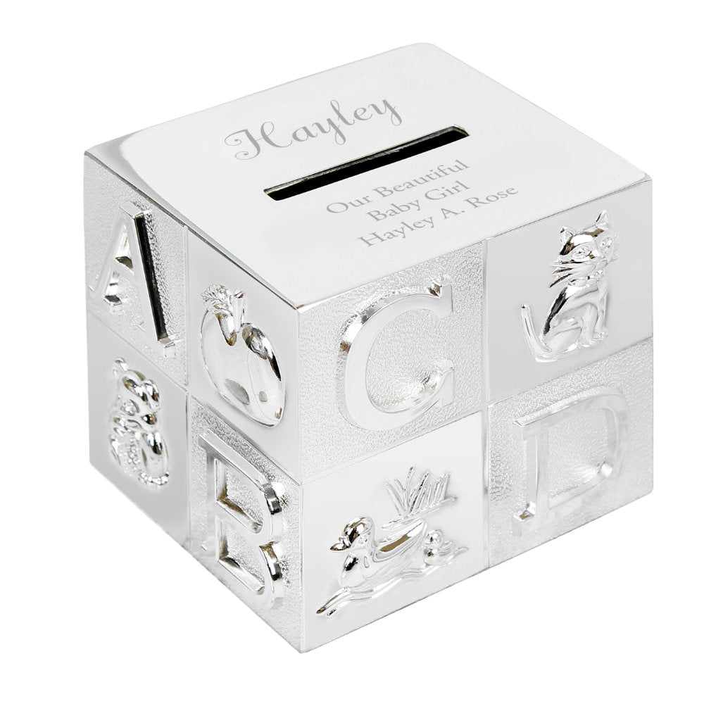 Silver Money Box - ABC - Personalised