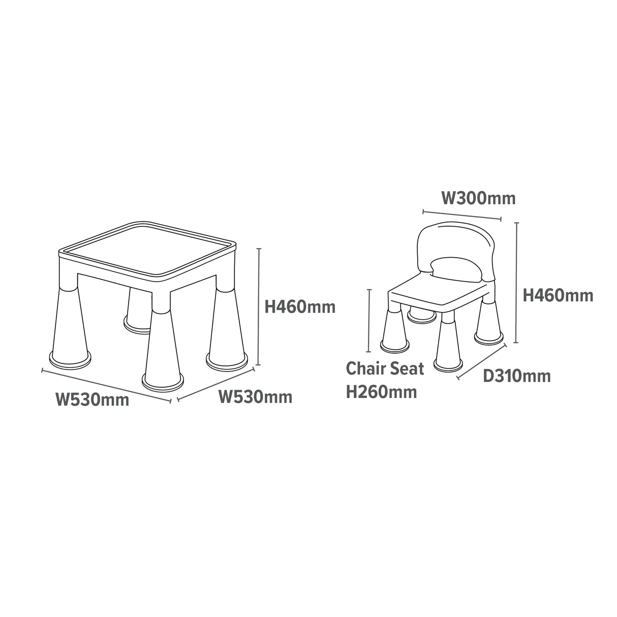 Kids Plastic Table & Chairs - Pink