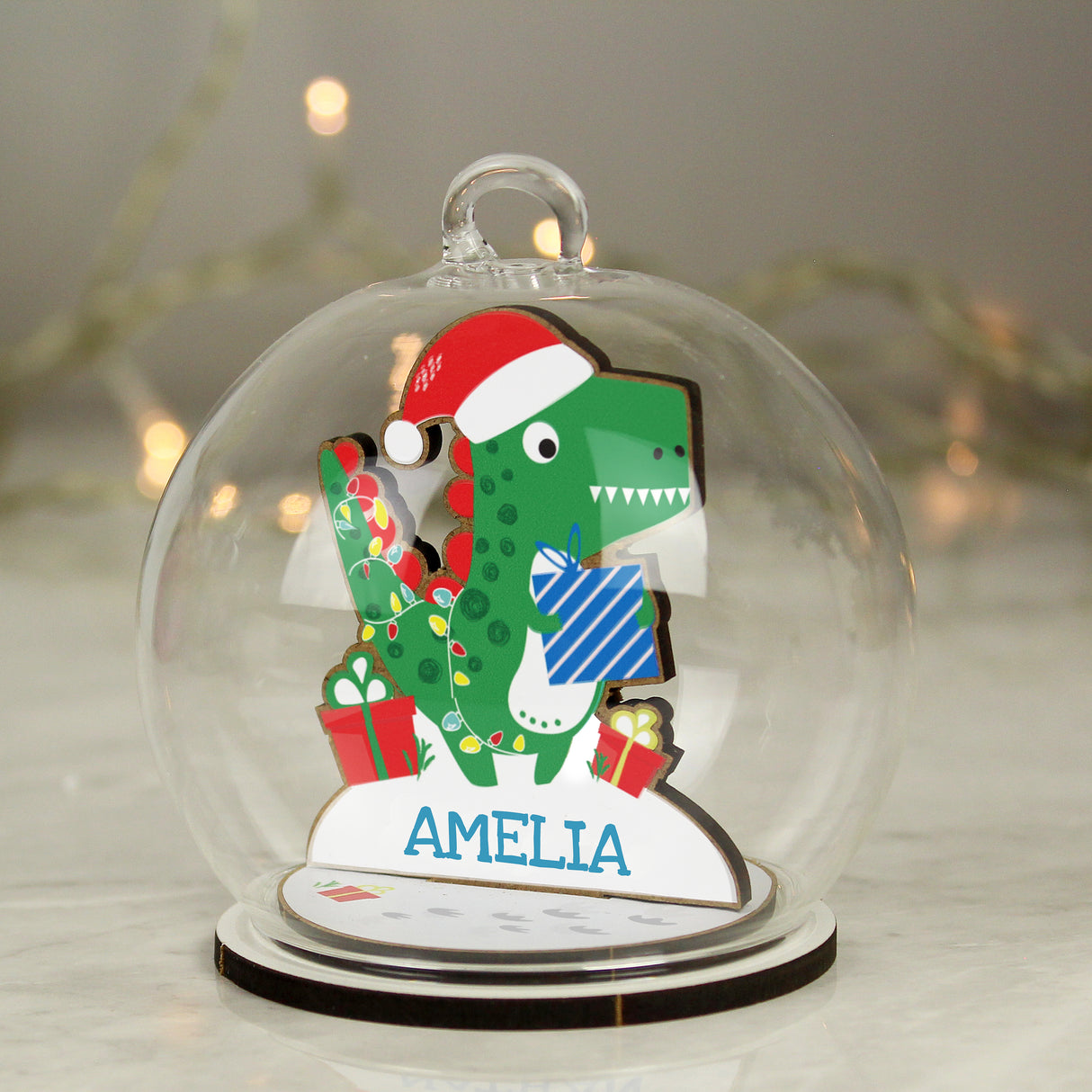 Dinosaur Glass Bauble - Personalised Memento Company - Junior Bambinos