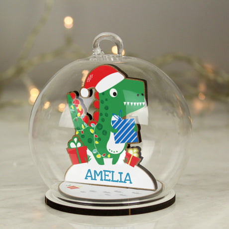 Dinosaur Glass Bauble - Personalised Memento Company - Junior Bambinos